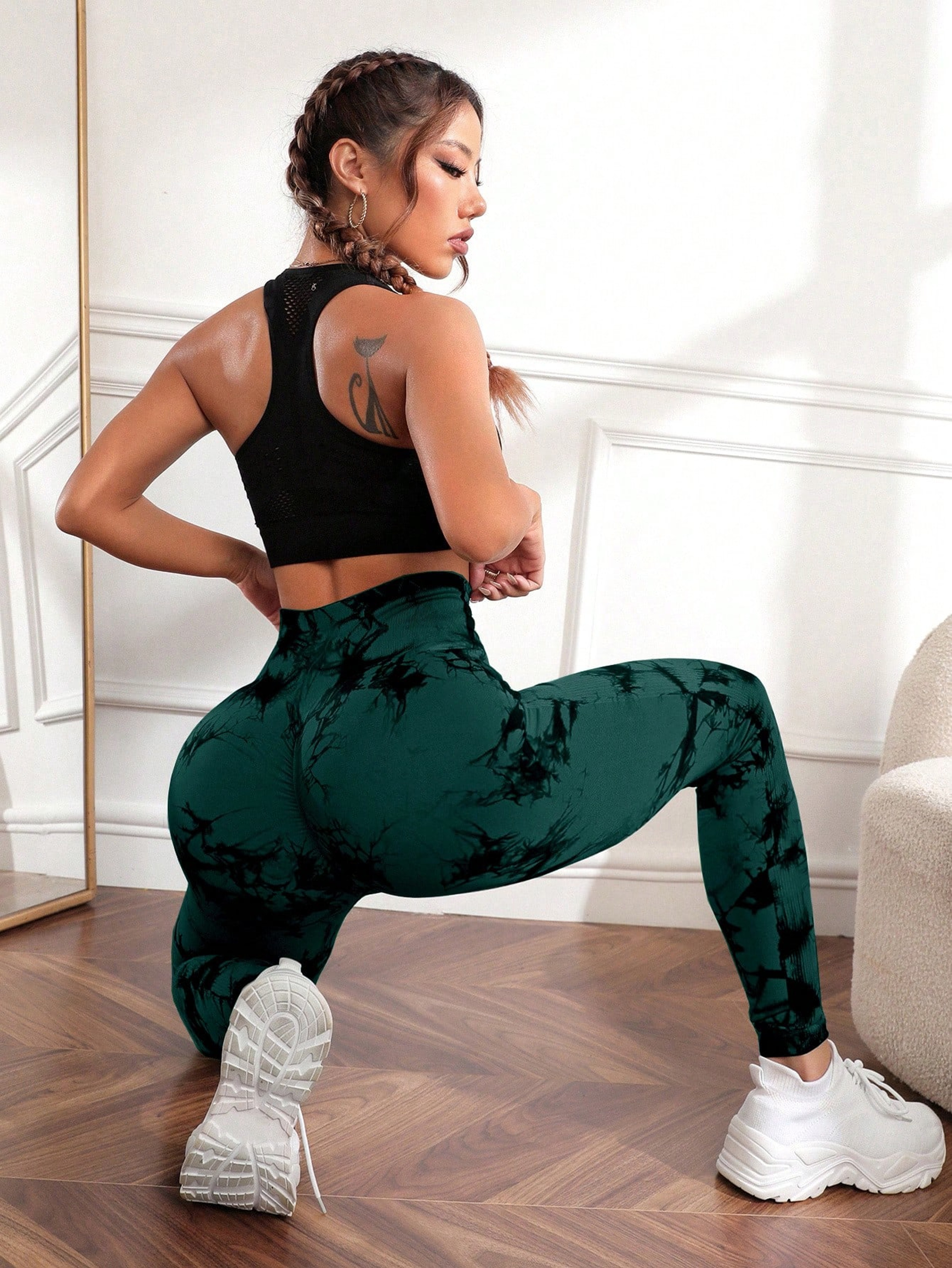 Seamless Yoga Leggings High Waisted Tie Dye Scrunch Butt Workout Pants for Women – view 2