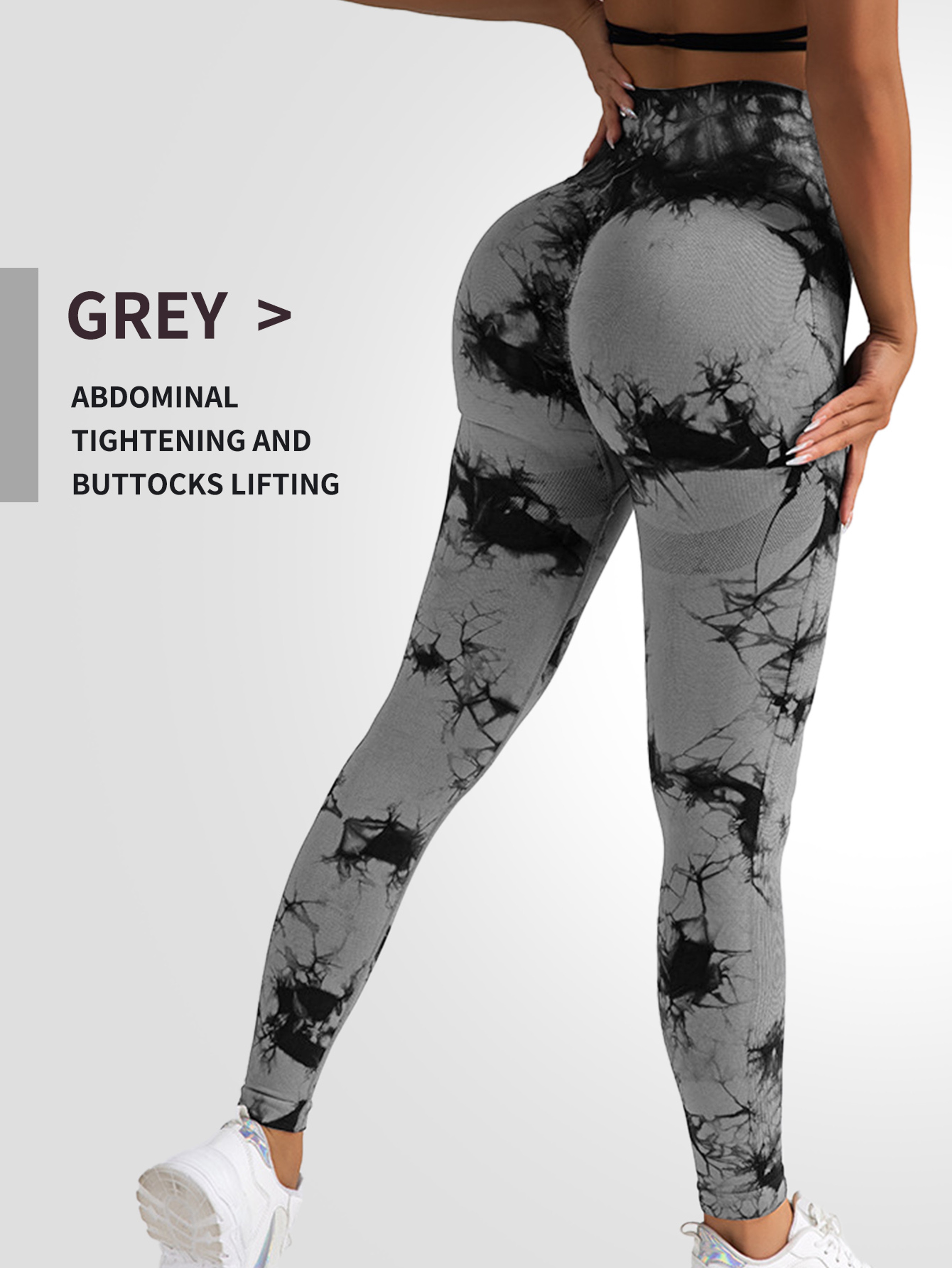 Seamless Yoga Leggings High Waisted Tie Dye Scrunch Butt Workout Pants for Women – view 4