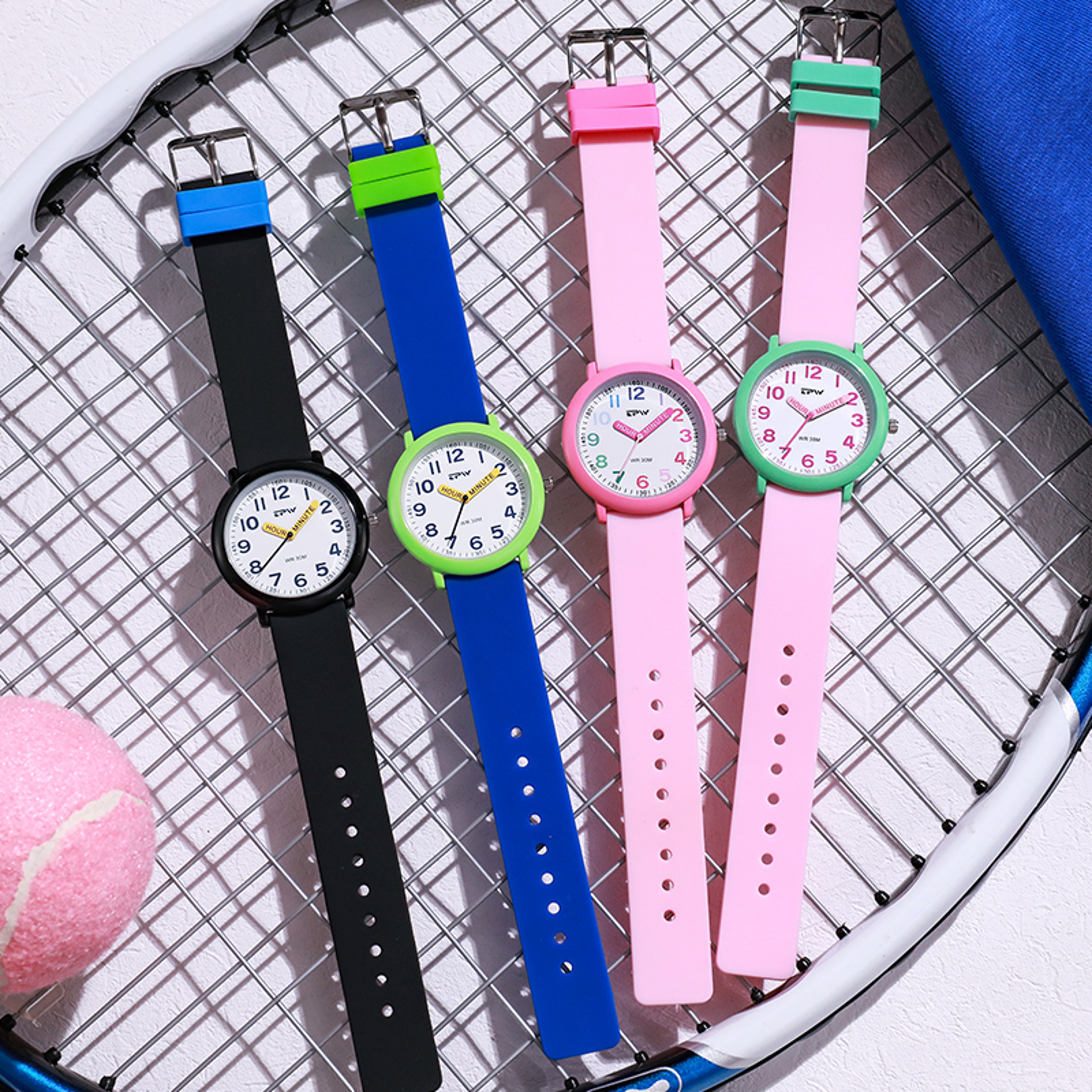 Kids Learning Watch With Colorful Dial Rubber Strap Watch  Luminous Hands For Girls 2