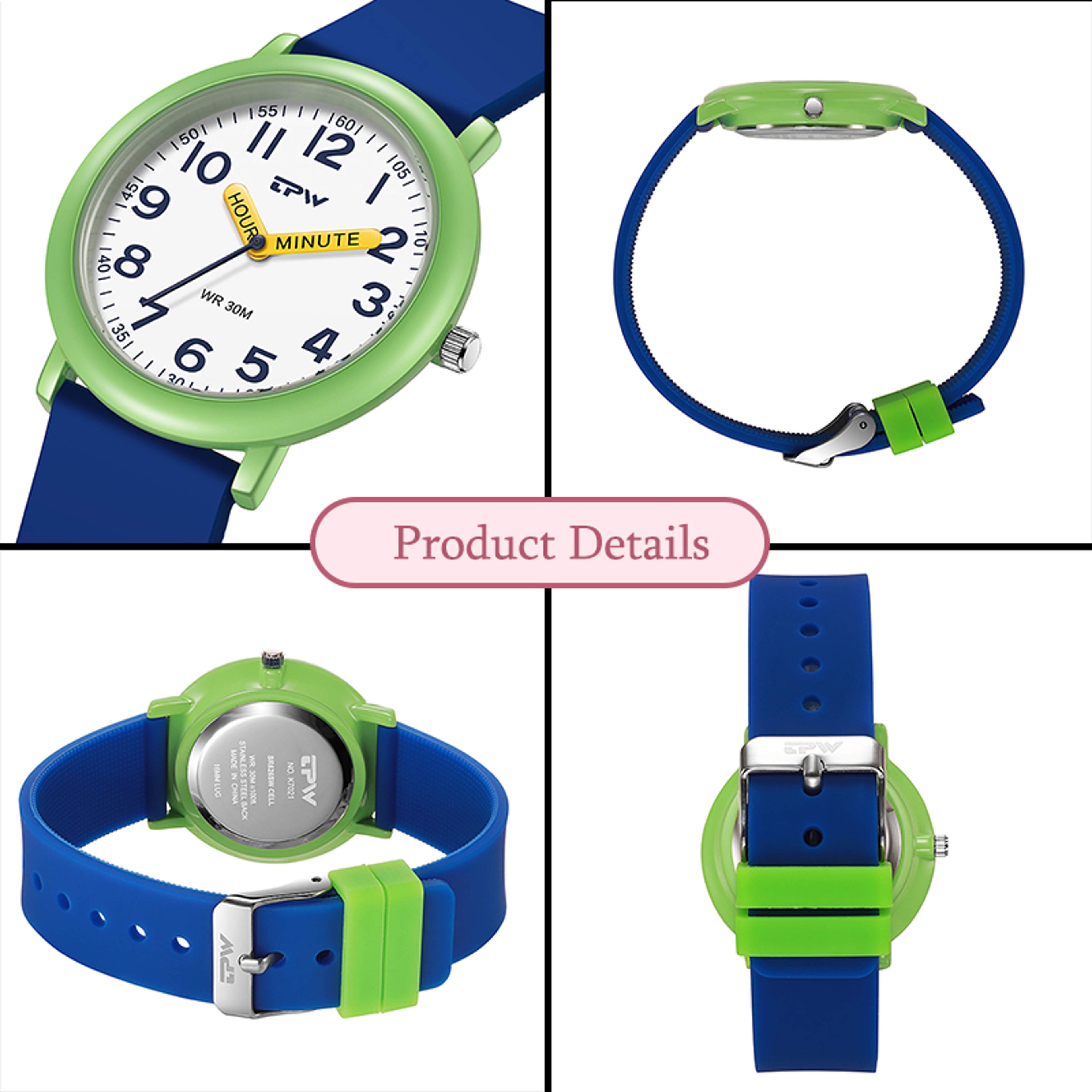 Kids Learning Watch With Colorful Dial Rubber Strap Watch  Luminous Hands For Girls 4