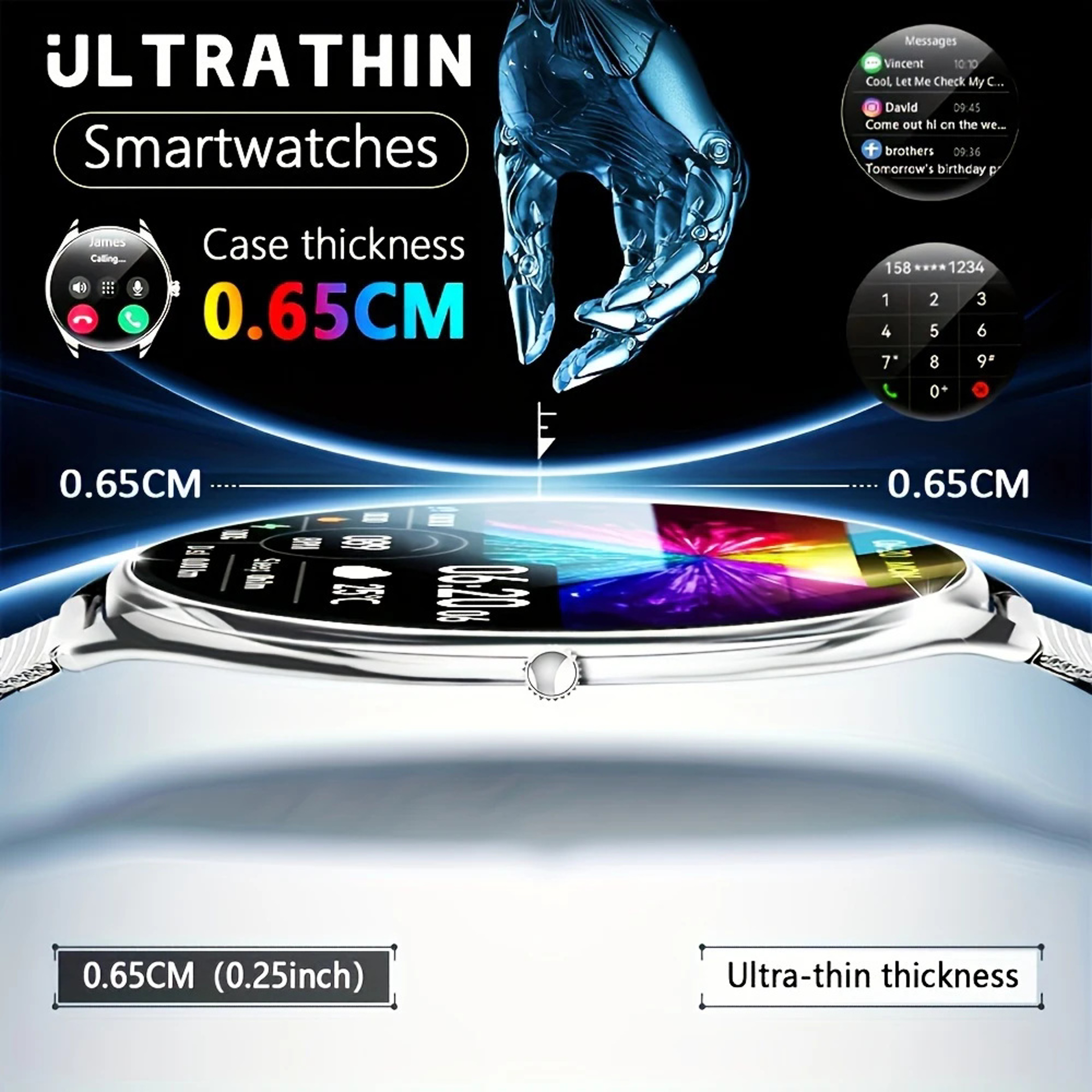 Ultra Thin AMOLED Smartwatch with Bluetooth Calling & Heart Rate Monitor for Android & iOS – view 1