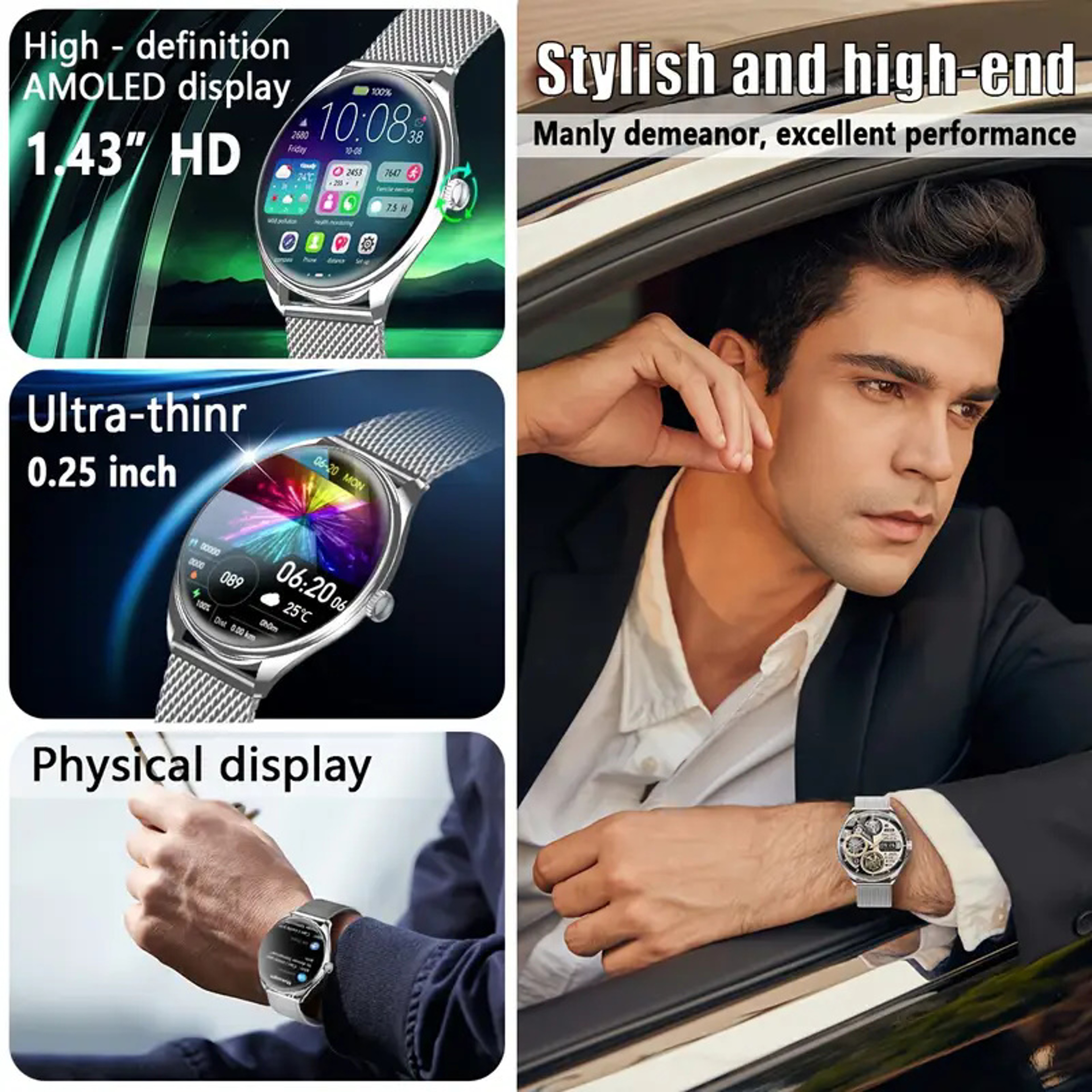 Ultra Thin AMOLED Smartwatch with Bluetooth Calling & Heart Rate Monitor for Android & iOS – view 5