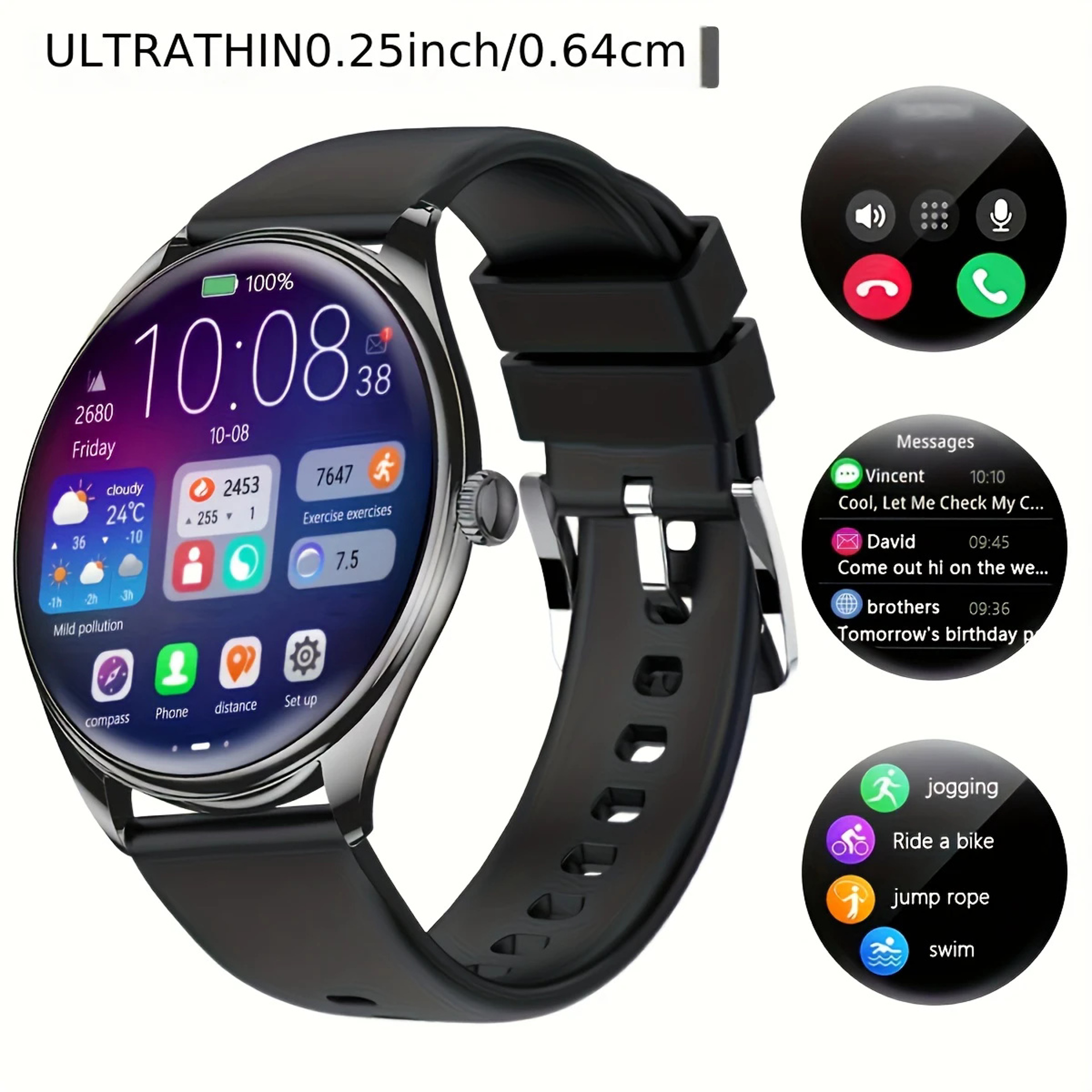 Ultra Thin AMOLED Smartwatch with Bluetooth Calling & Heart Rate Monitor for Android & iOS – view 7