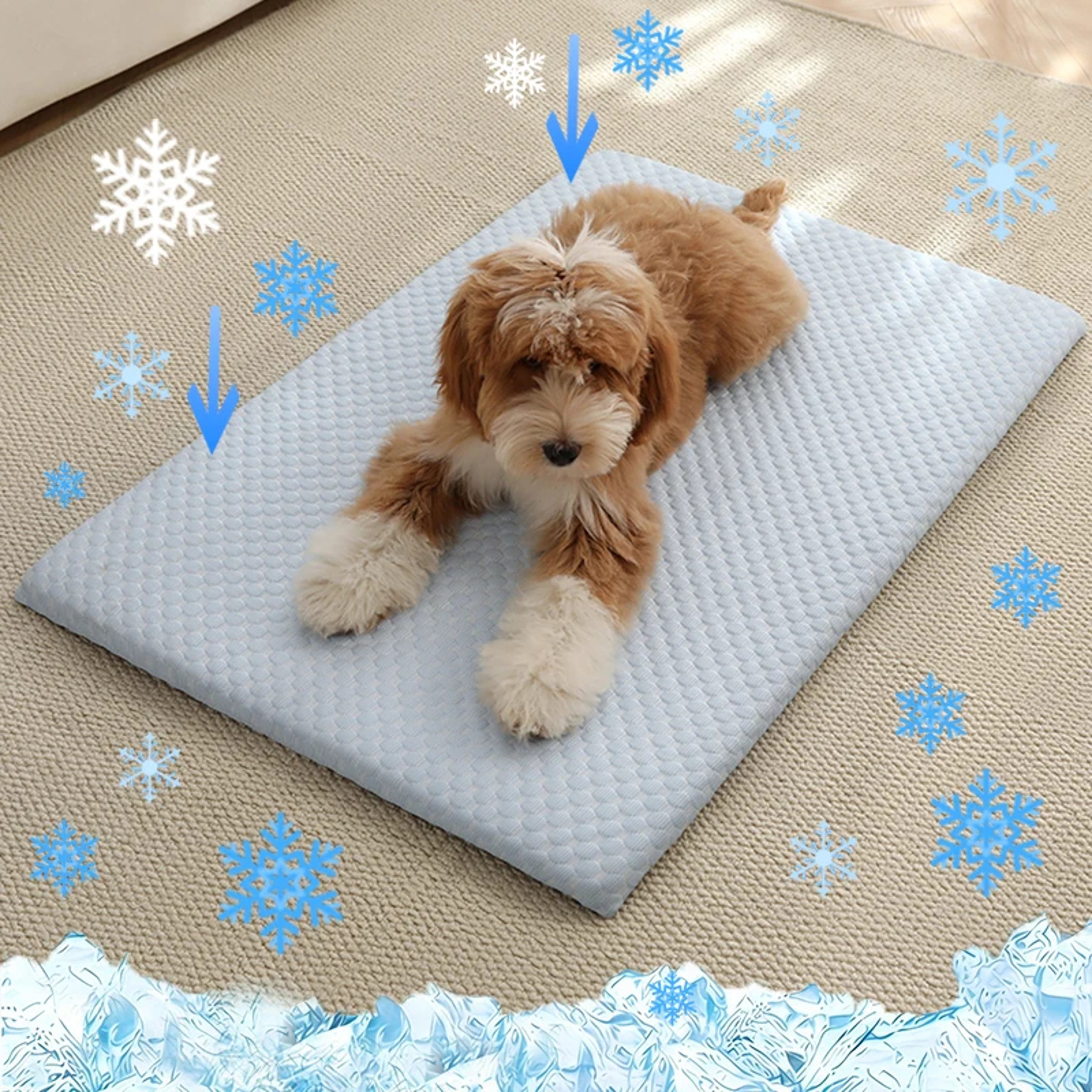 Ice Silk Dog Cooling Mat Breathable Washable Pet Cooling Pad Non-Slip Bed for Medium & Large Dogs & Cats – view 2