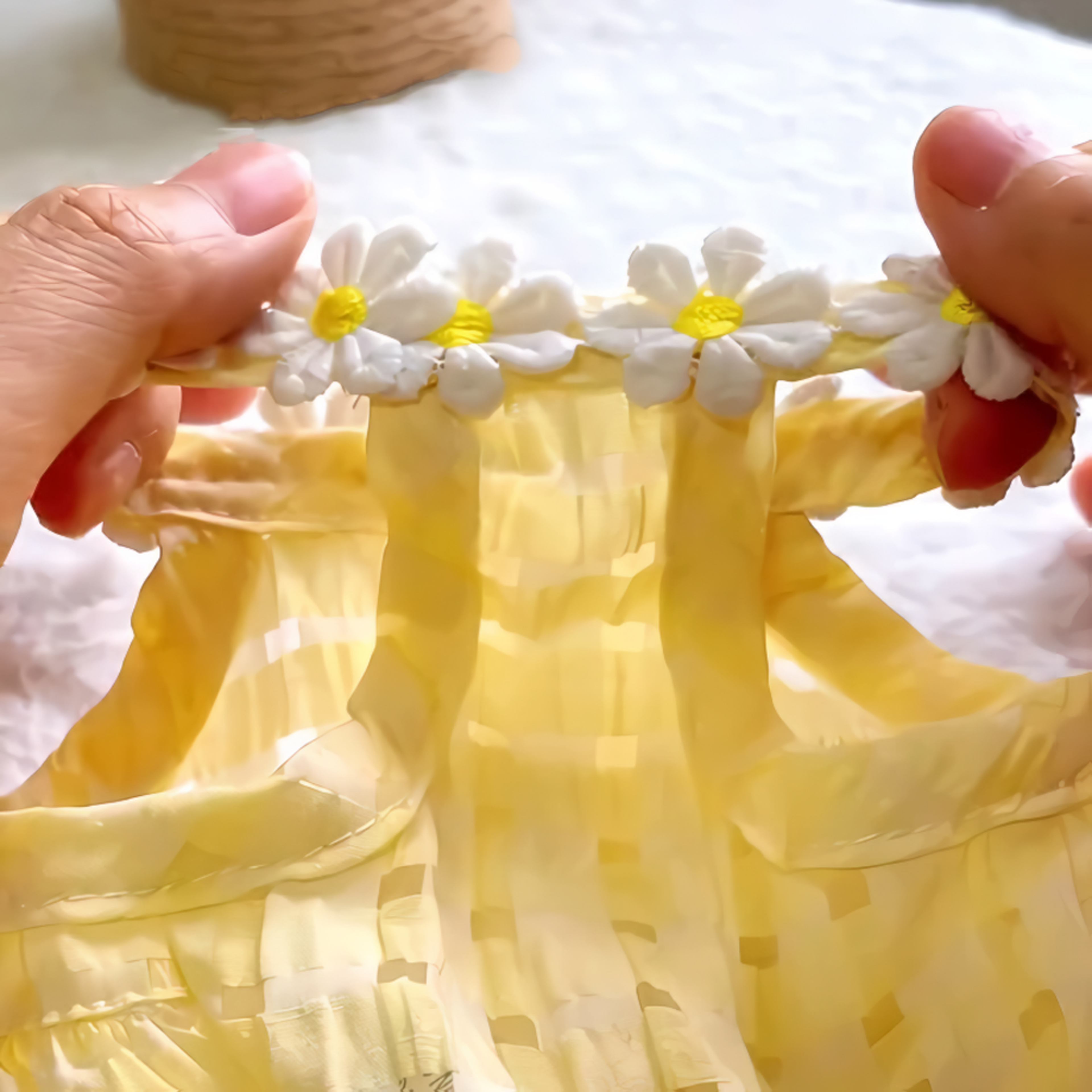 Summer Small Dog Dress with Floral Wreath Collar Breathable Pet Dress for Cats & Puppies – view 4