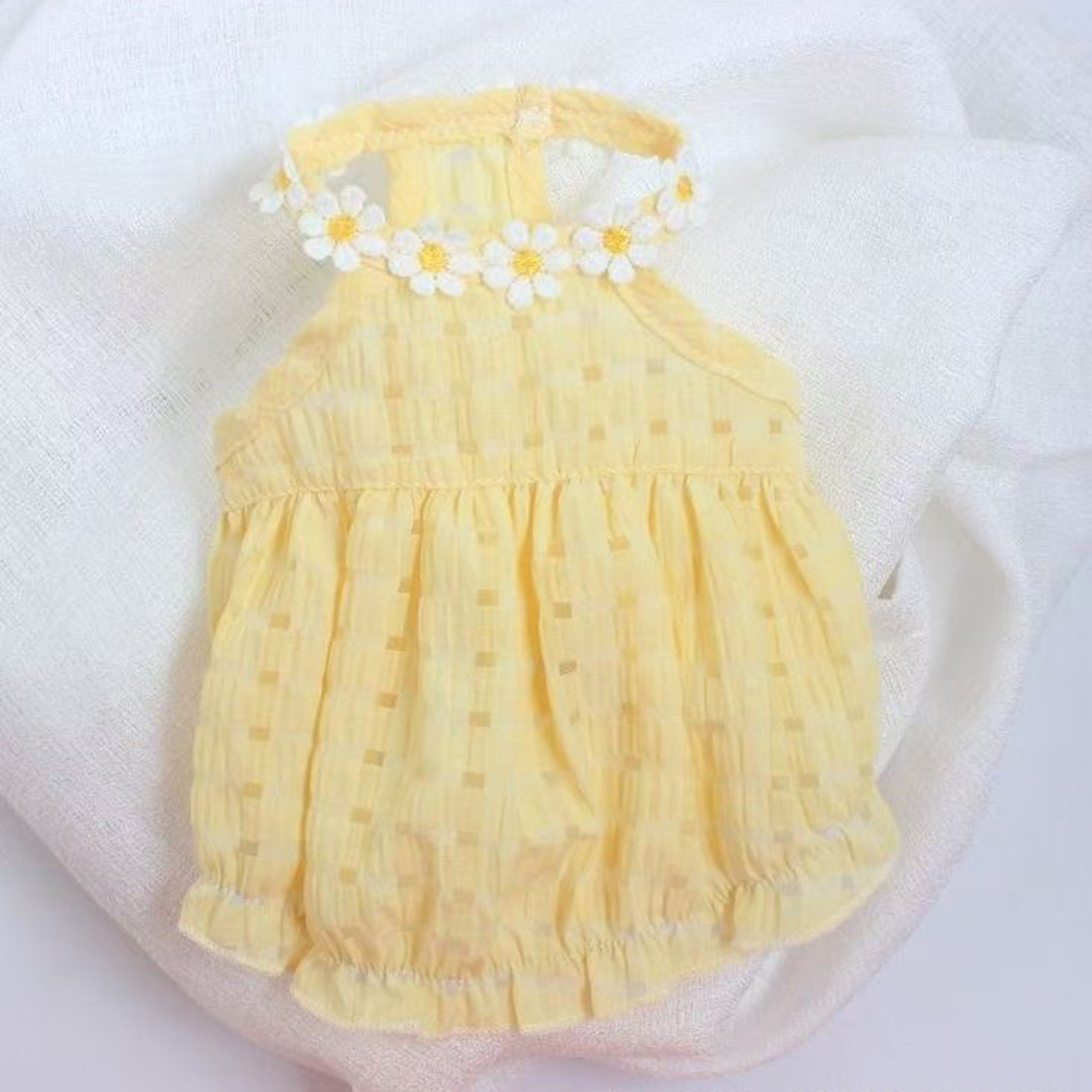 Summer Small Dog Dress with Floral Wreath Collar Breathable Pet Dress for Cats & Puppies – view 6