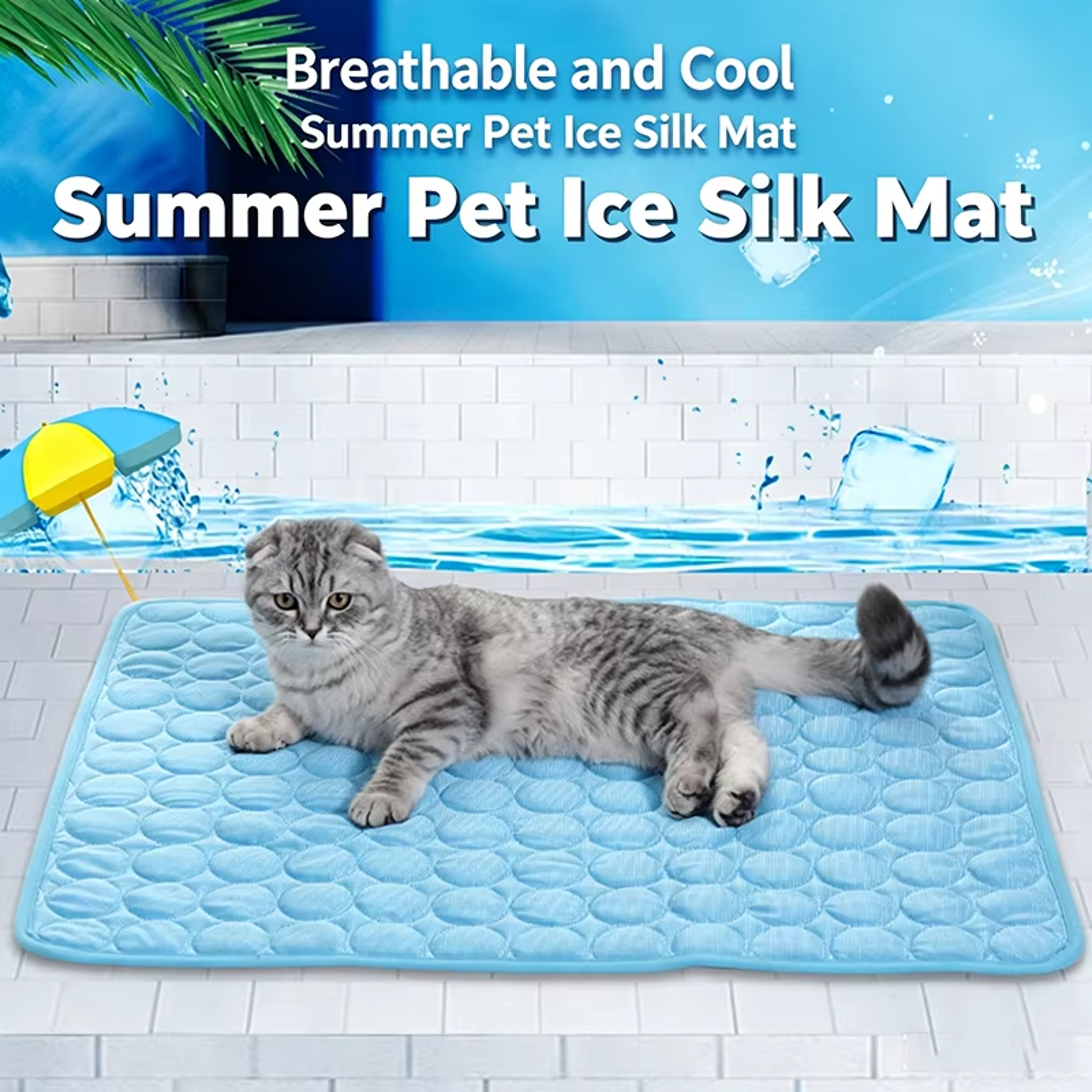 Ice Silk Pet Cooling Mat for Dogs & Cats Breathable Non-Slip Washable Summer Cooling Pad – view 3