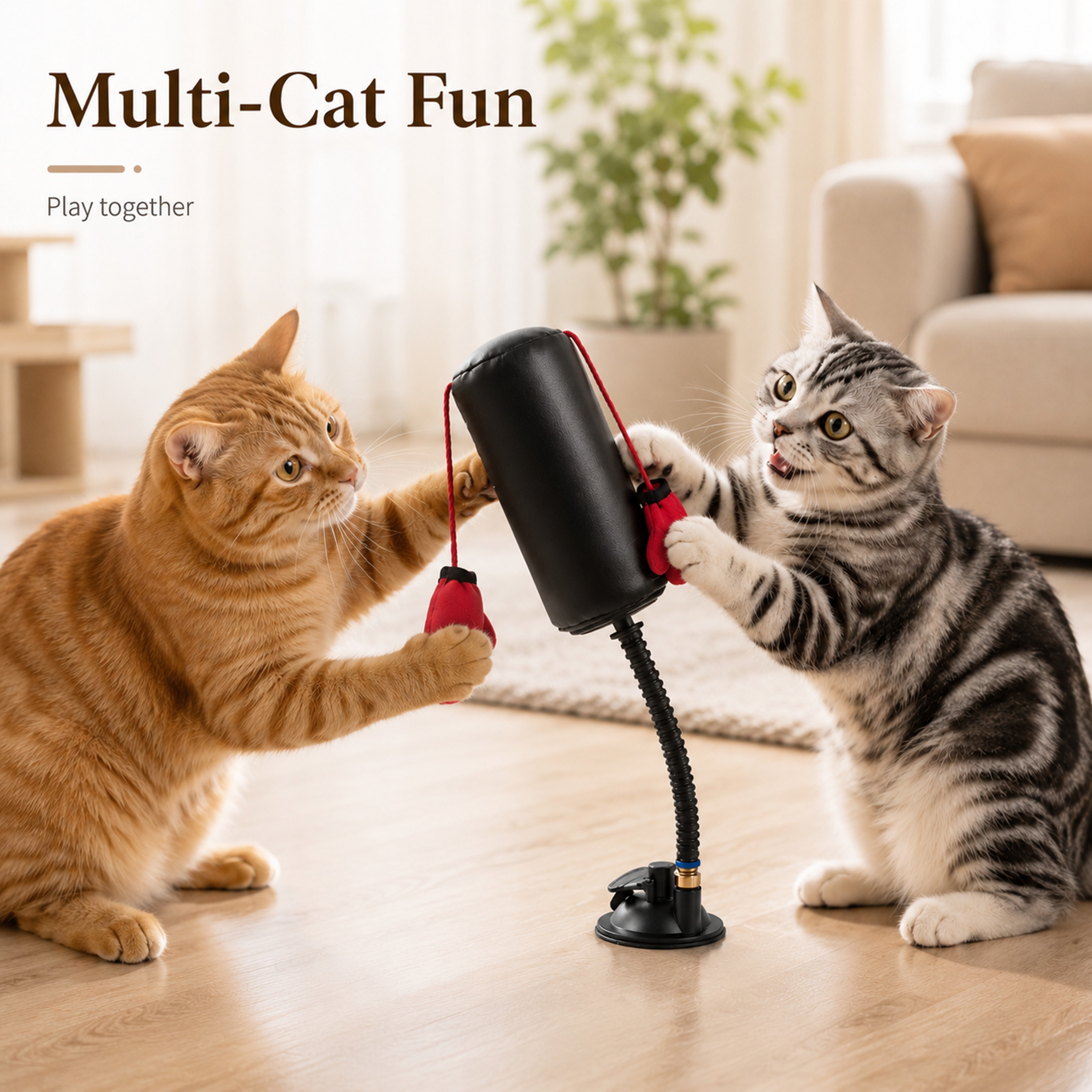Interactive Cat Boxing Toy With Dangling Gloves For Indoor Cats Funny Cat Teaser Toy 3