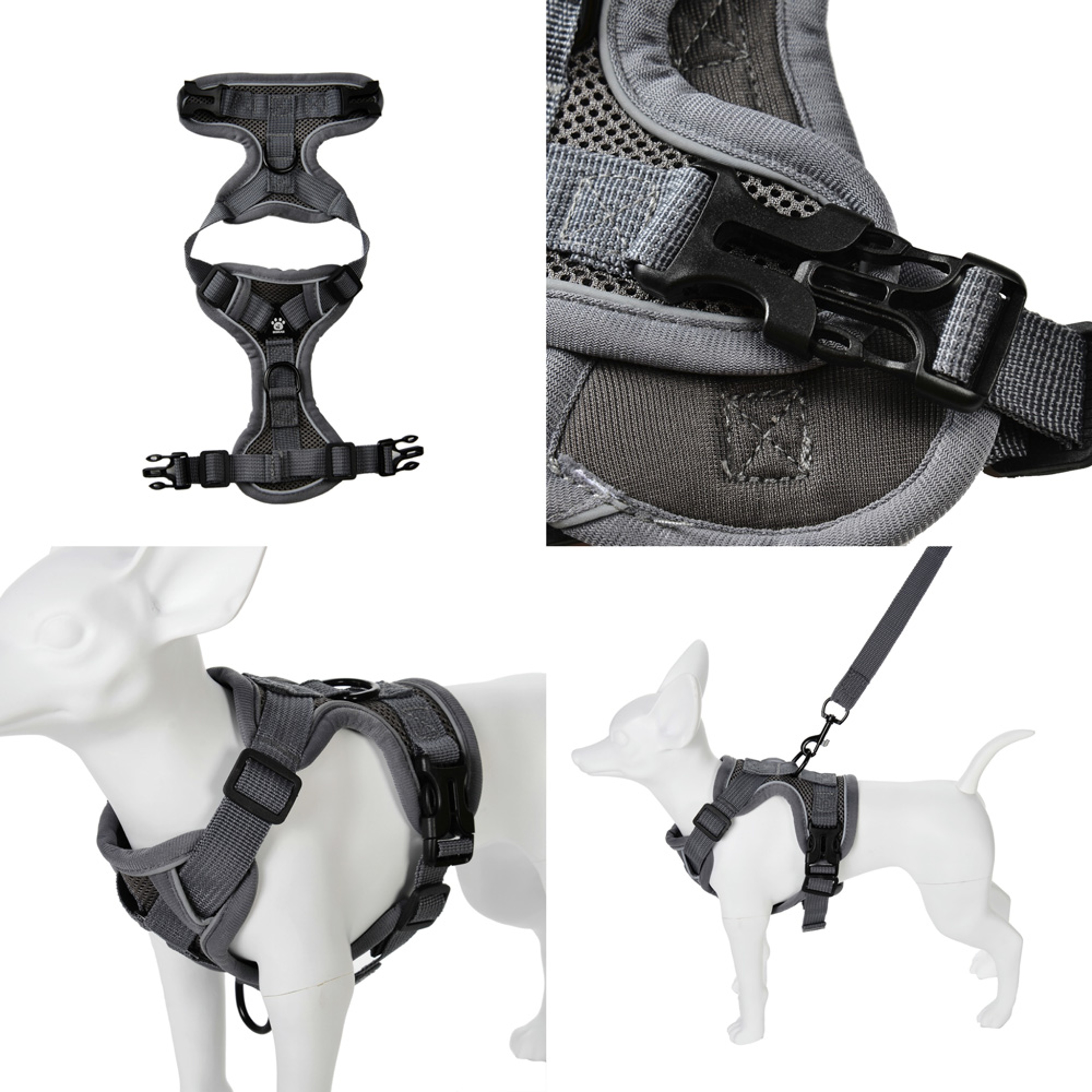 Reflective Dog Harness Leash Set Adjustable Soft Vest for Small Medium Dogs & Cats – view 4
