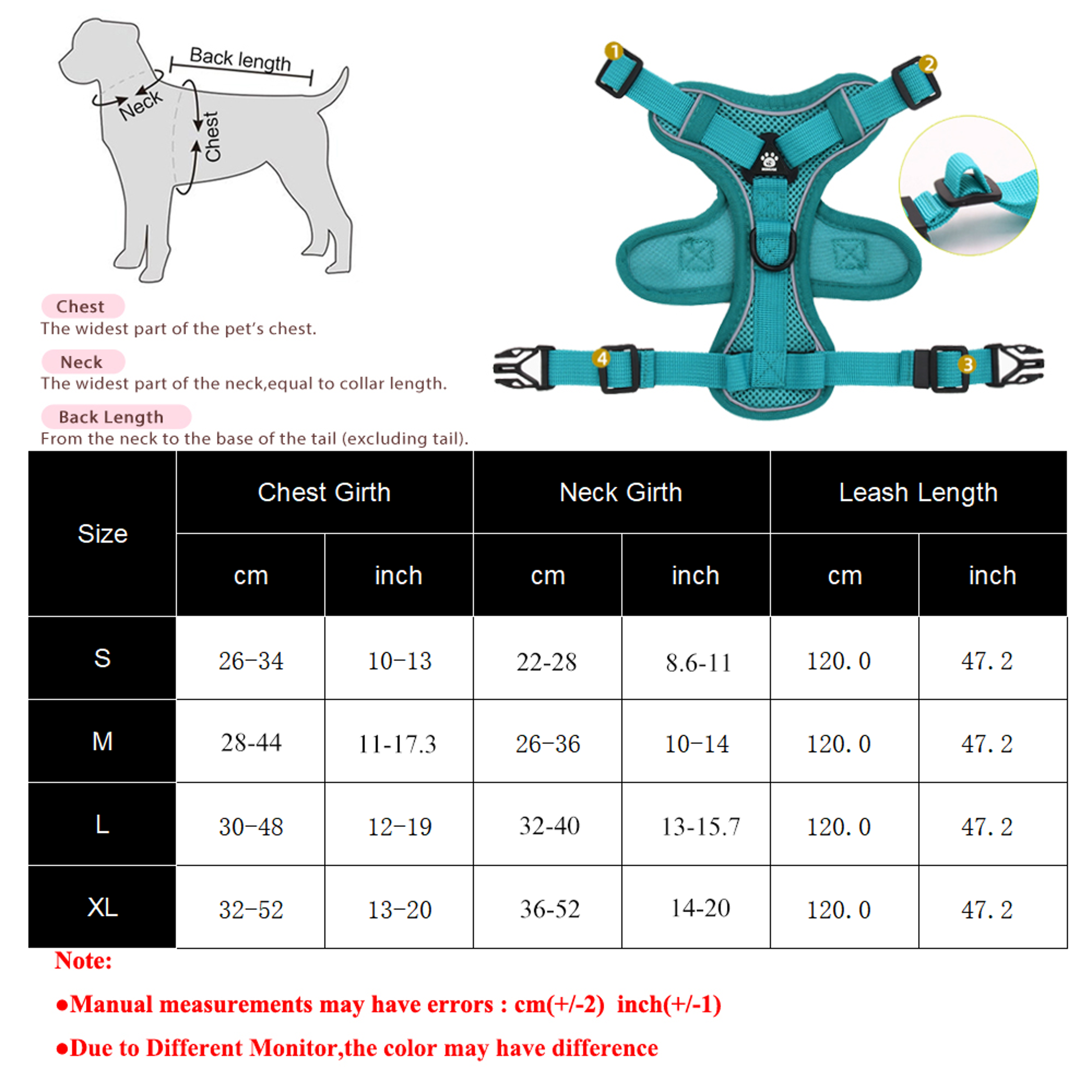 Reflective Dog Harness Leash Set Adjustable Soft Vest for Small Medium Dogs & Cats – view 6