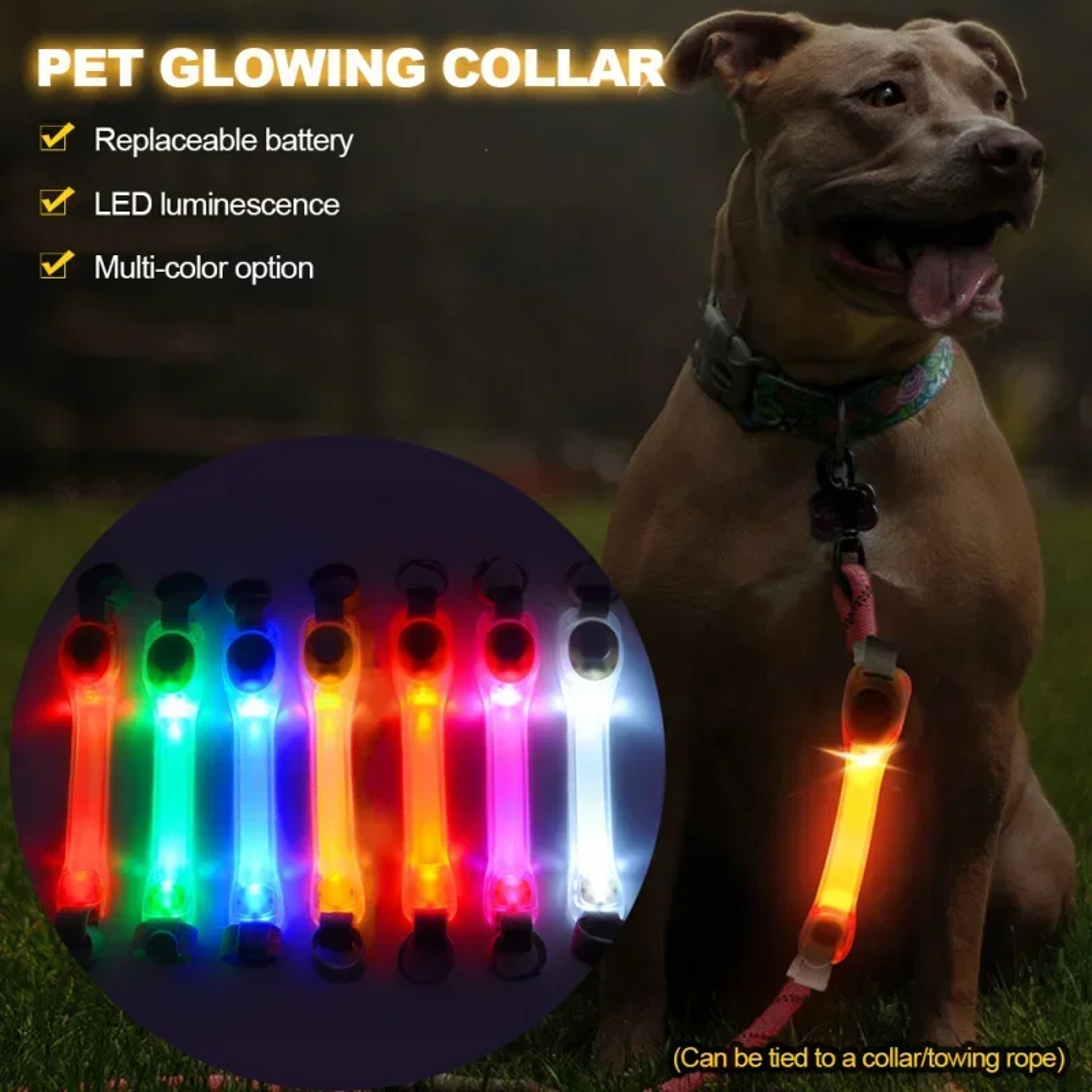 Bright Paw LED Dog Safety Light Waterproof Flashing Clip for Collar, Harness & Leash – view 1