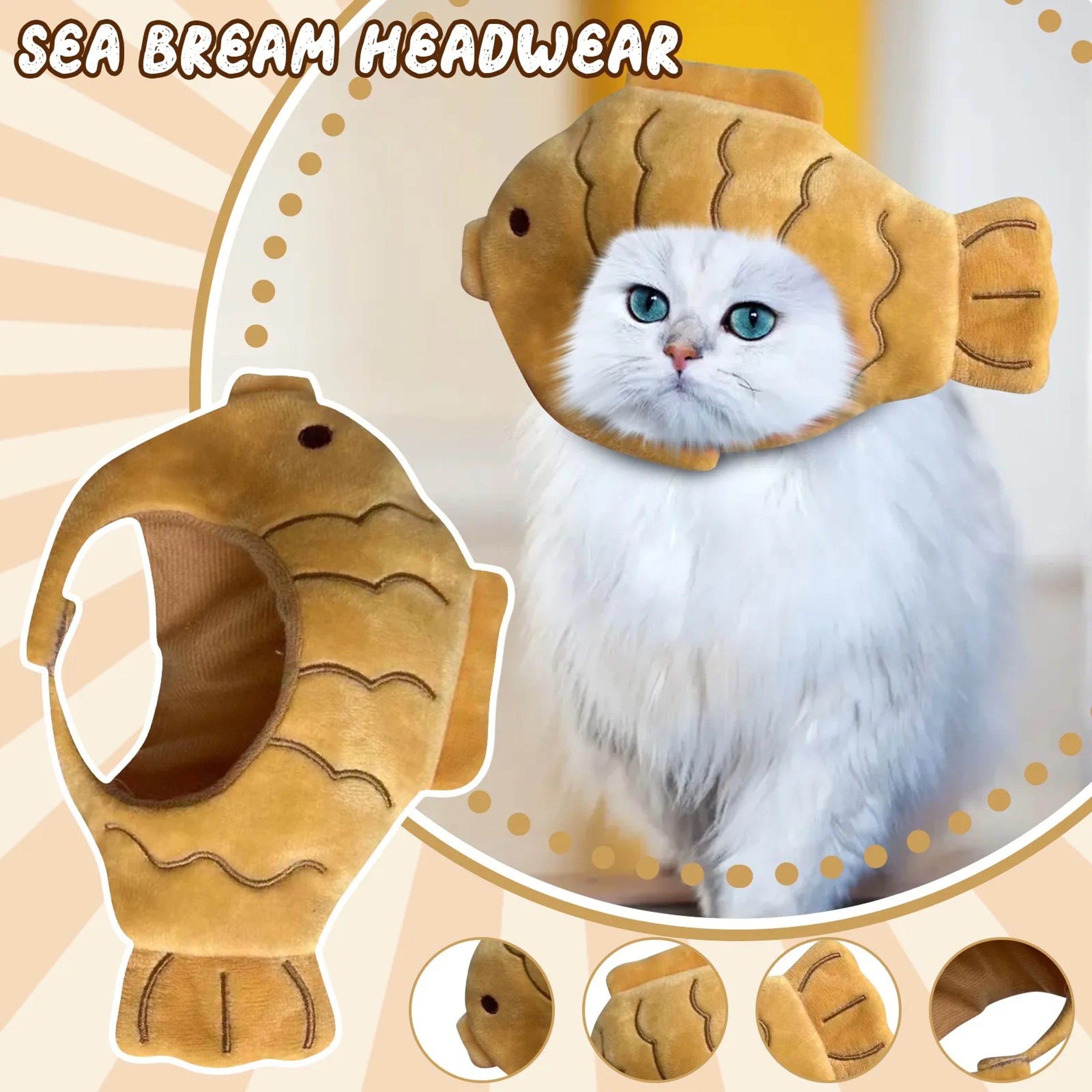 Funny Cat Costume Fish Hat Breathable Plush Pet Cat Hat for Cute Photos & Parties – view 6