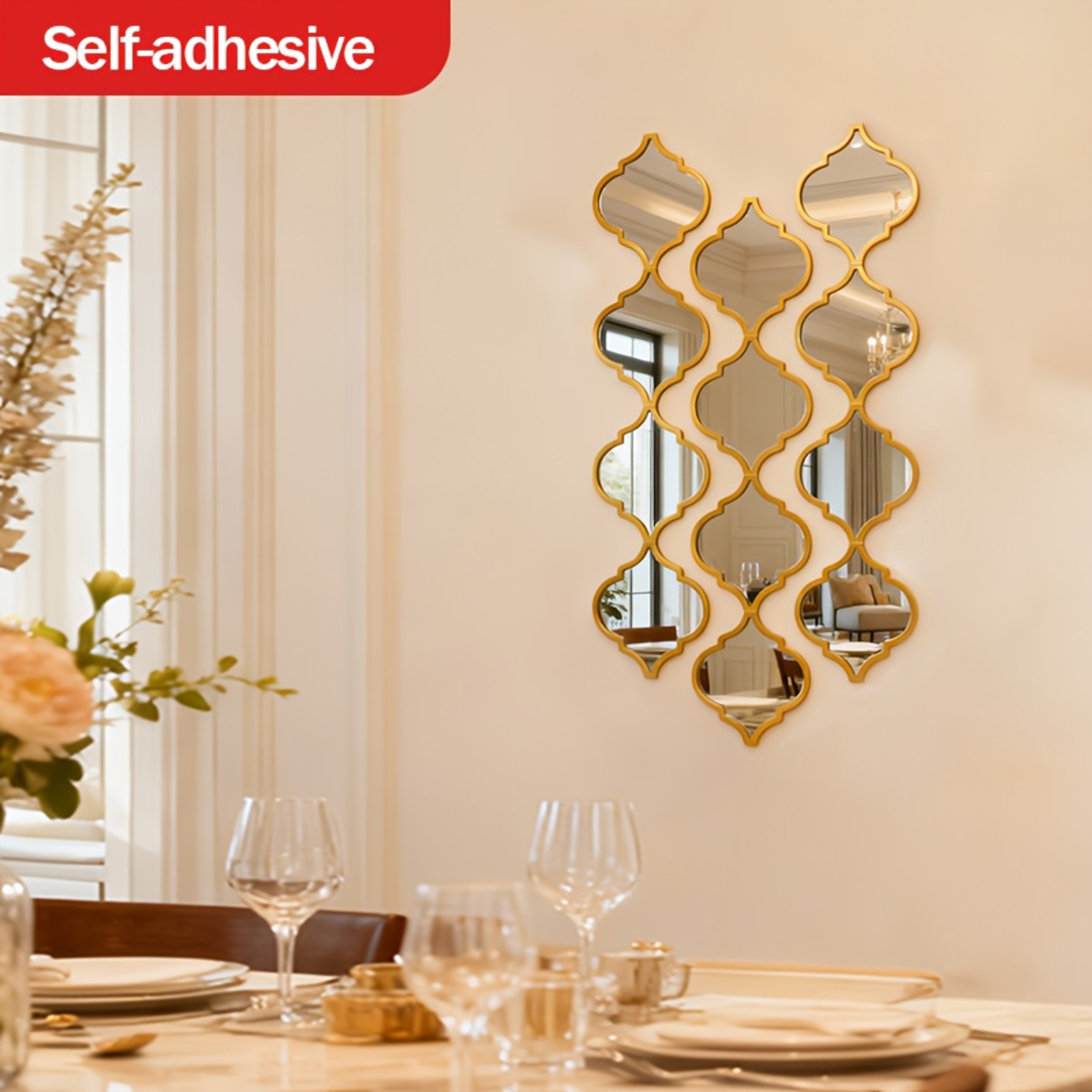 Moroccan Acrylic Wall Mirror Peel and Stick Decorative Mirror Set for Bathroom, Hallway & Living Room – view 3