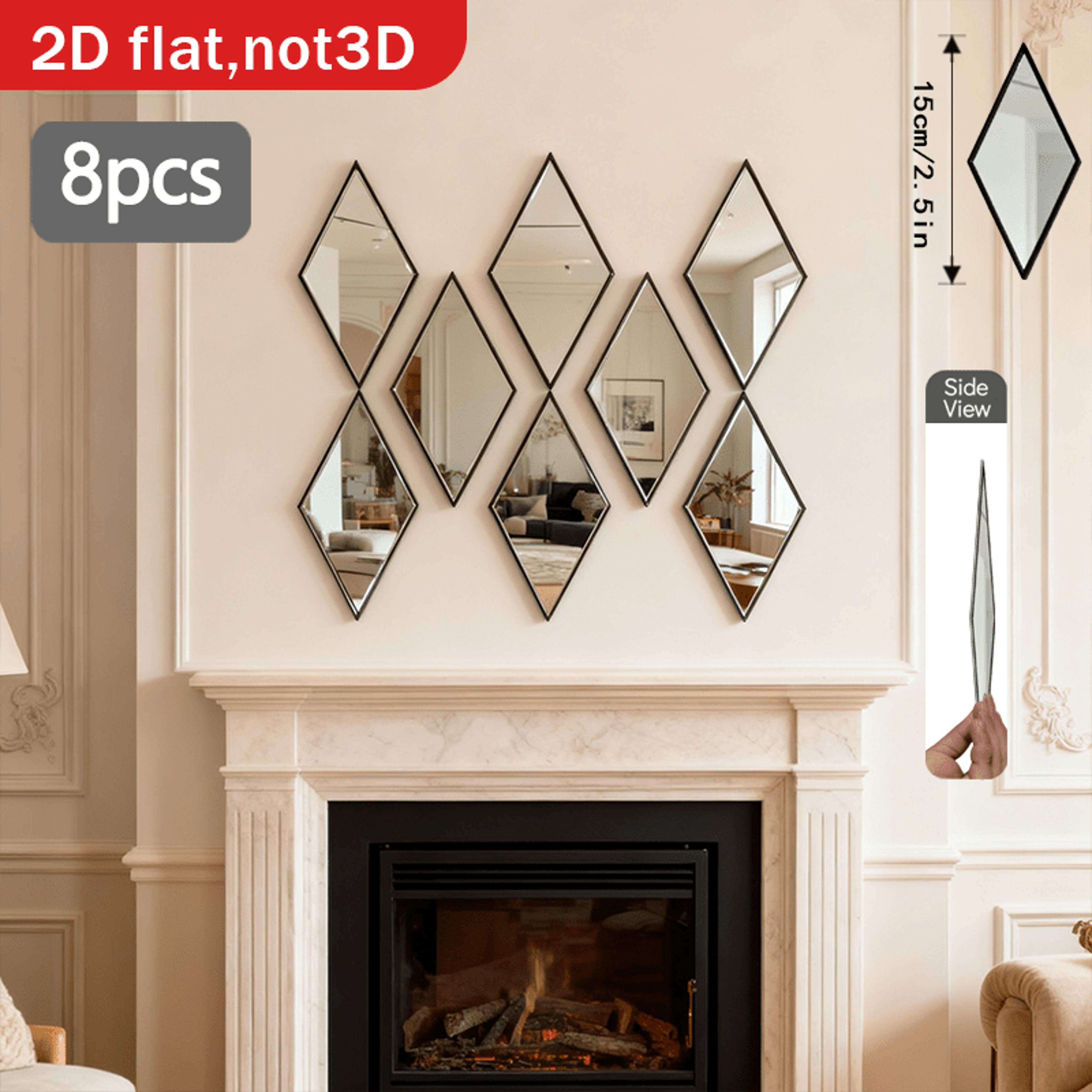 Geometric Wall Mirror Set for Modern Living Room & Bedroom Wall Decor – view 2