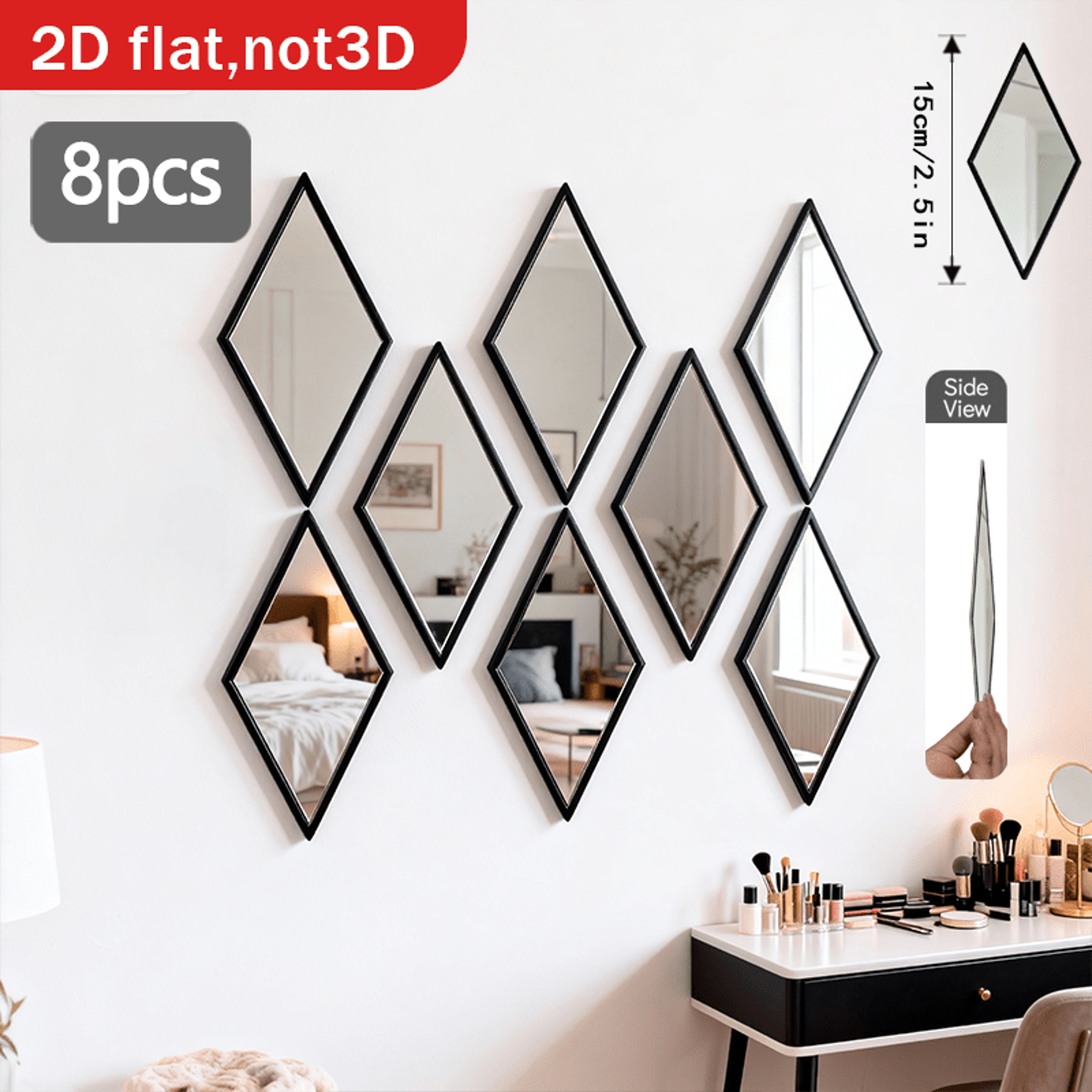 Geometric Wall Mirror Set for Modern Living Room & Bedroom Wall Decor – view 3