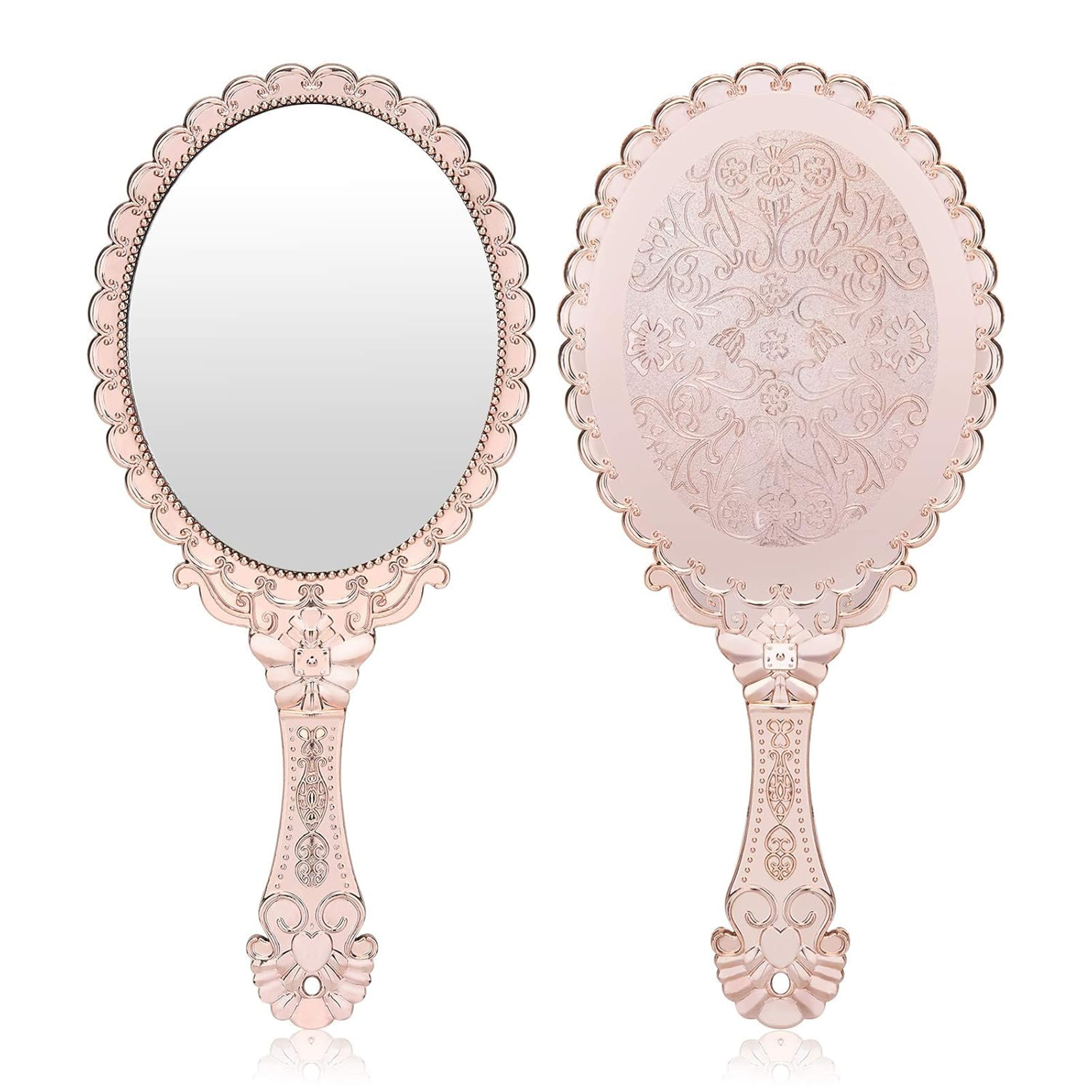 Vintage Handheld Vanity Mirror With Carved Handle Portable Travel Makeup Mirror For Beauty  Vanity  7
