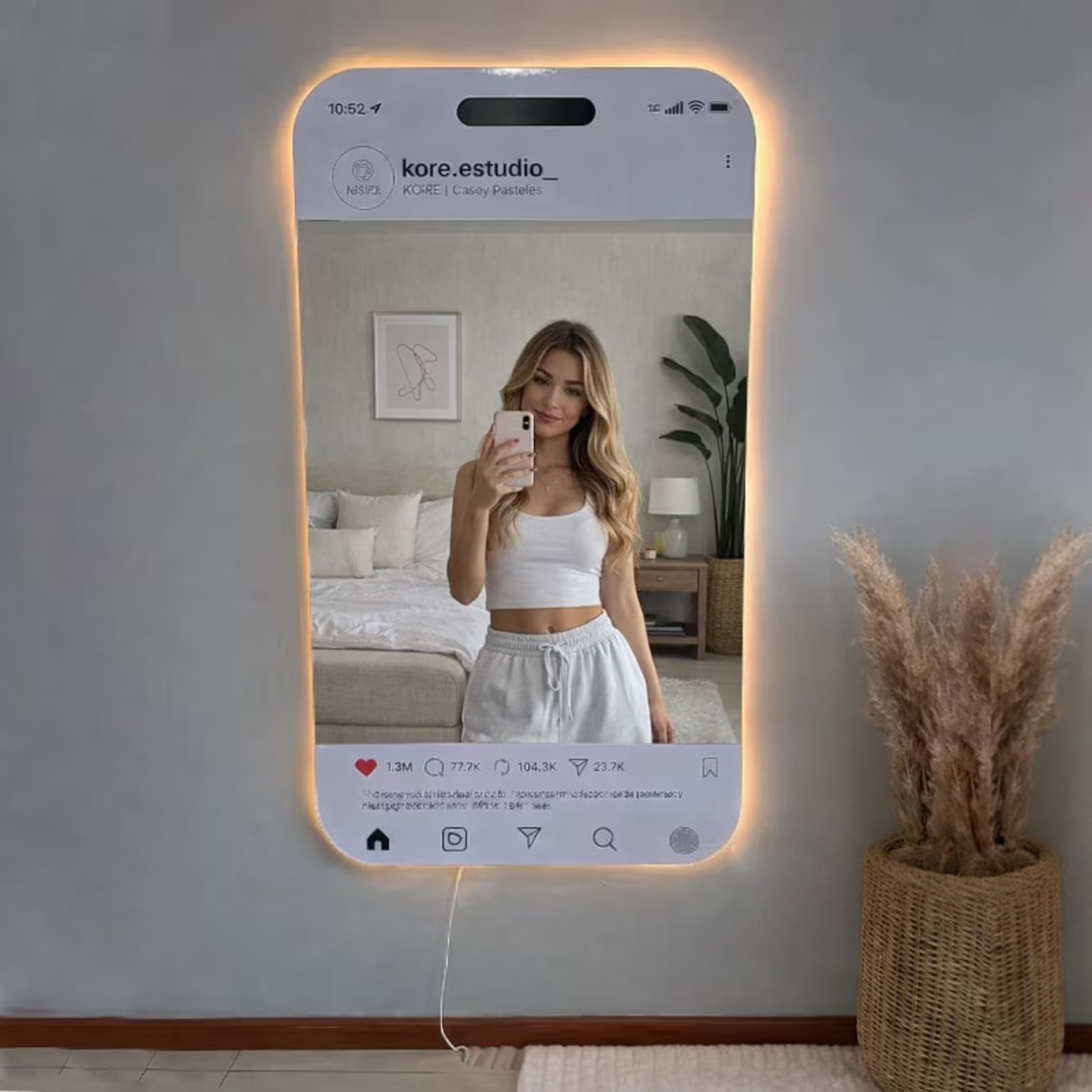 Personalized LED Mirror Sign Custom Selfie Frame Social Media Wall Decor – view 3