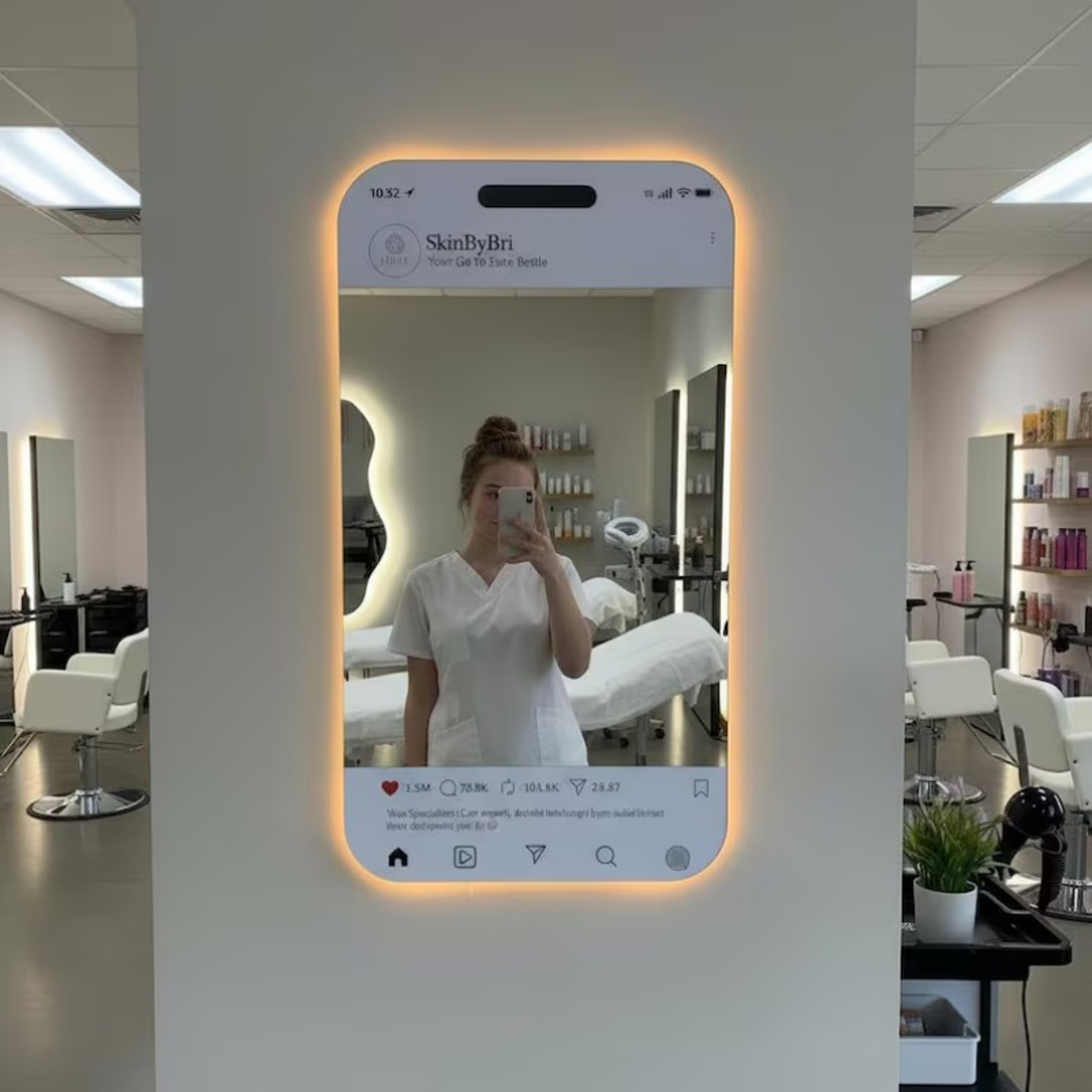 Personalized LED Mirror Sign Custom Selfie Frame Social Media Wall Decor – view 5