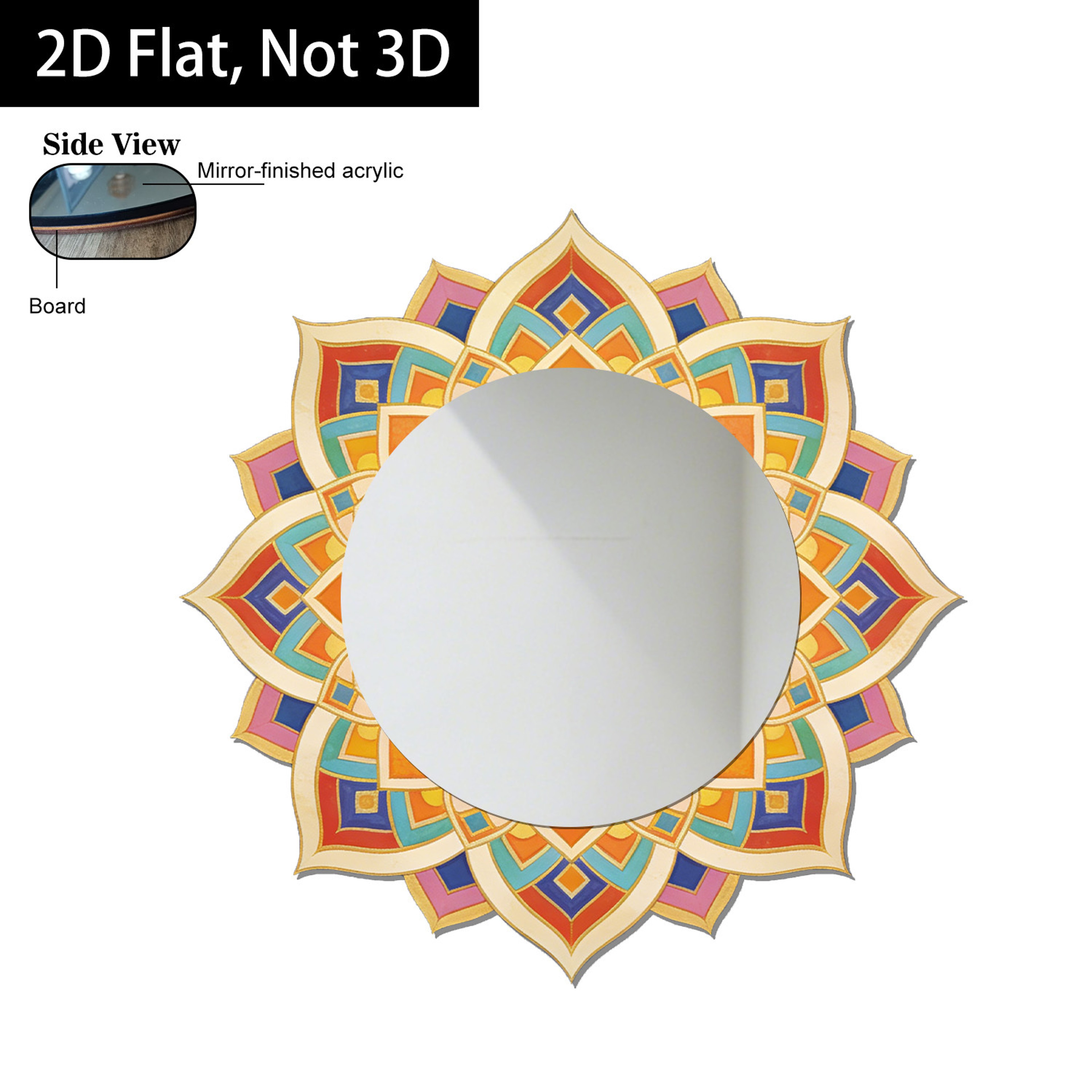 Mandala Wall Mirror Acrylic Decorative Wall Art for Yoga Room, Bedroom & Home Decor – view 6