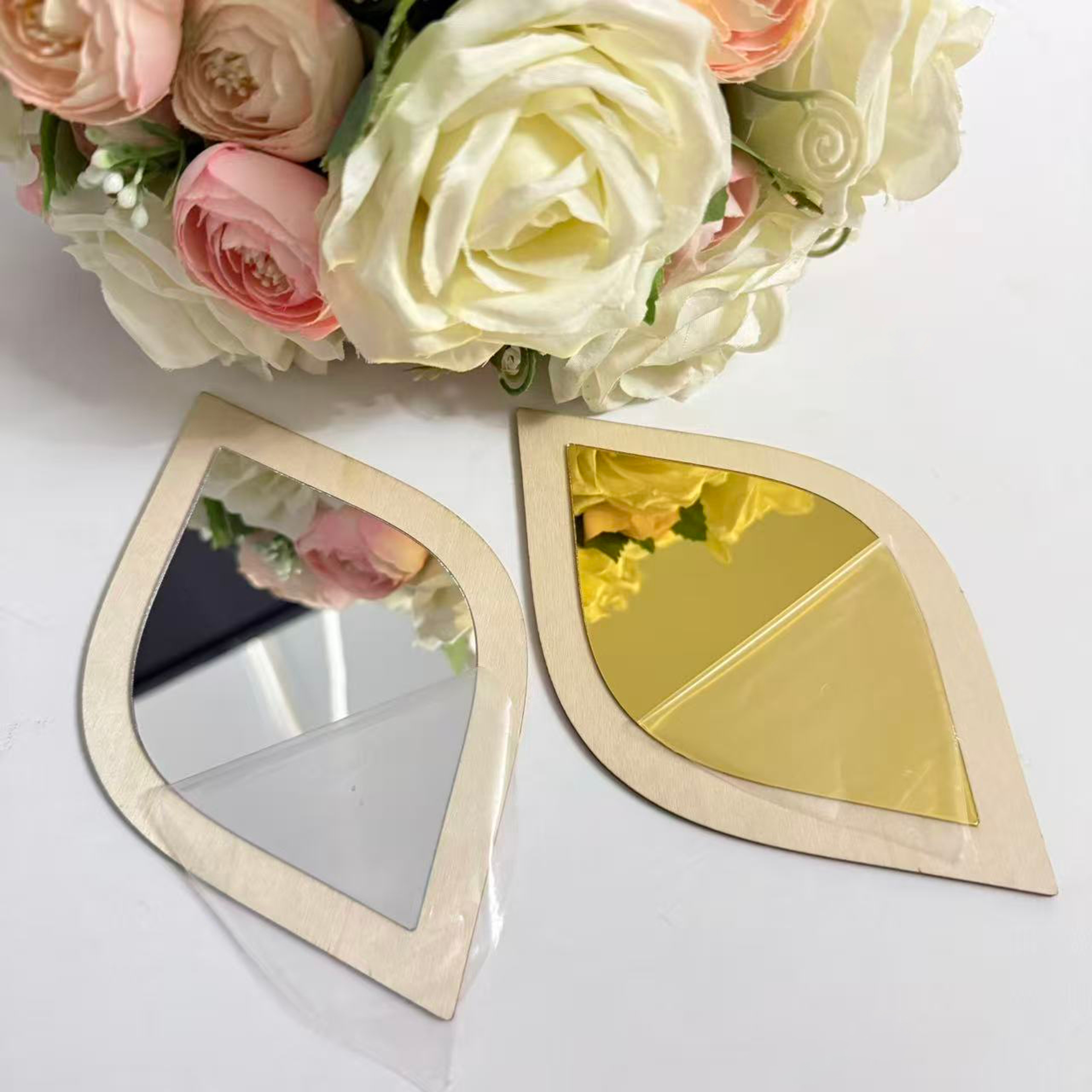 Boho Wall Mirror Set of Acrylic Teardrop Decorative Mirror Wall Decor for Bedroom & Living Room – view 3