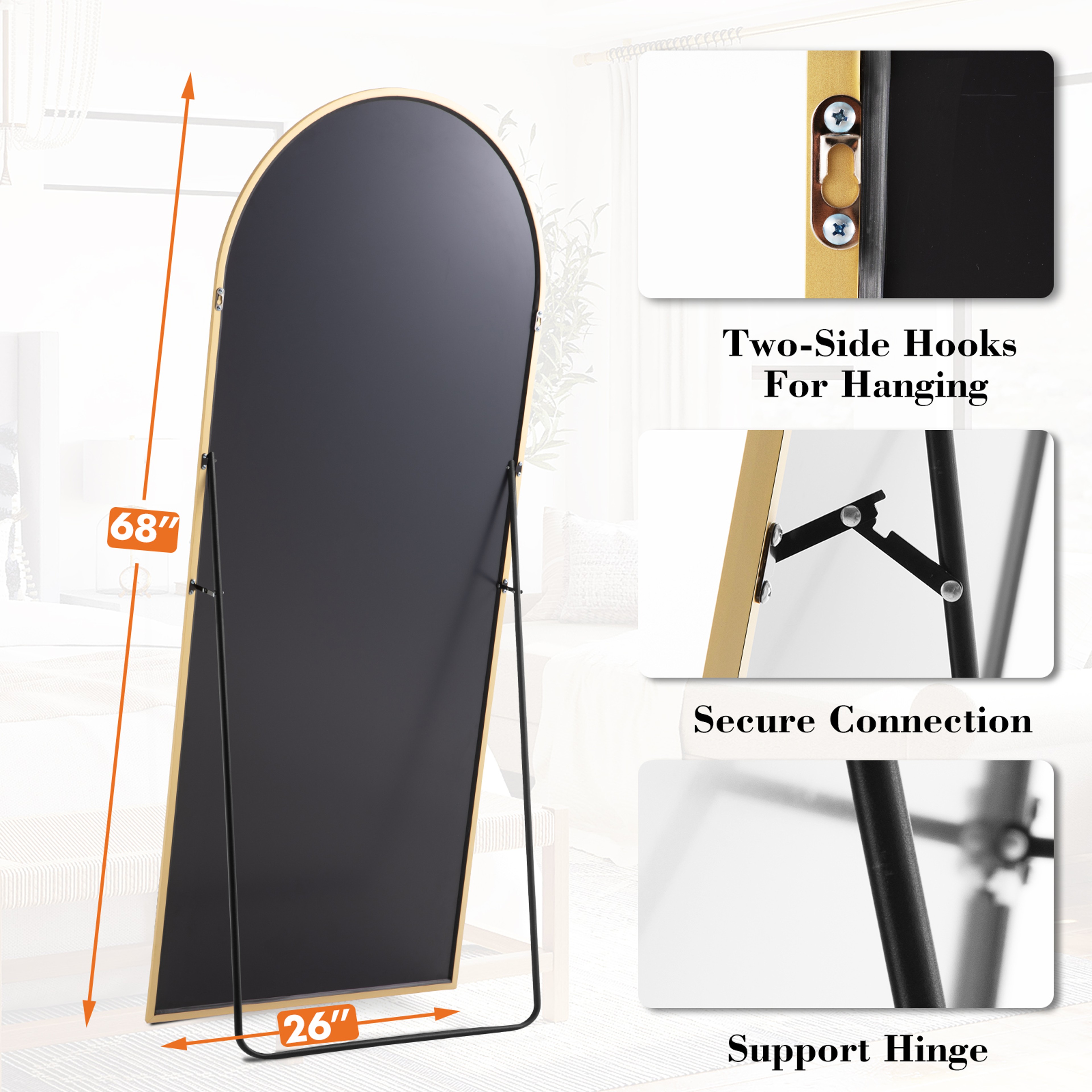 Full Length Mirror Floor Mirror With Aluminum Frame  Stand For Bedroom 1