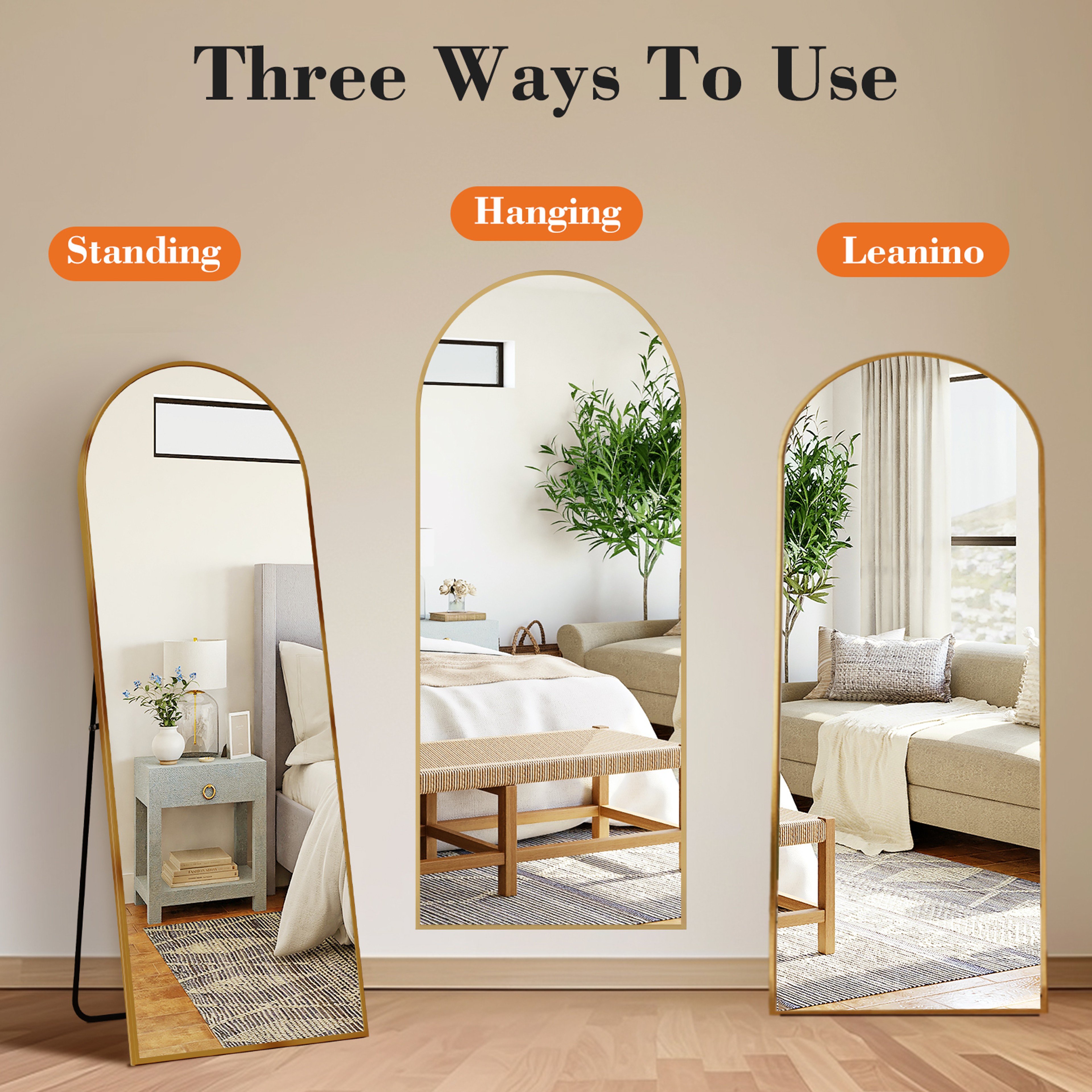 Full Length Mirror Floor Mirror With Aluminum Frame  Stand For Bedroom 4