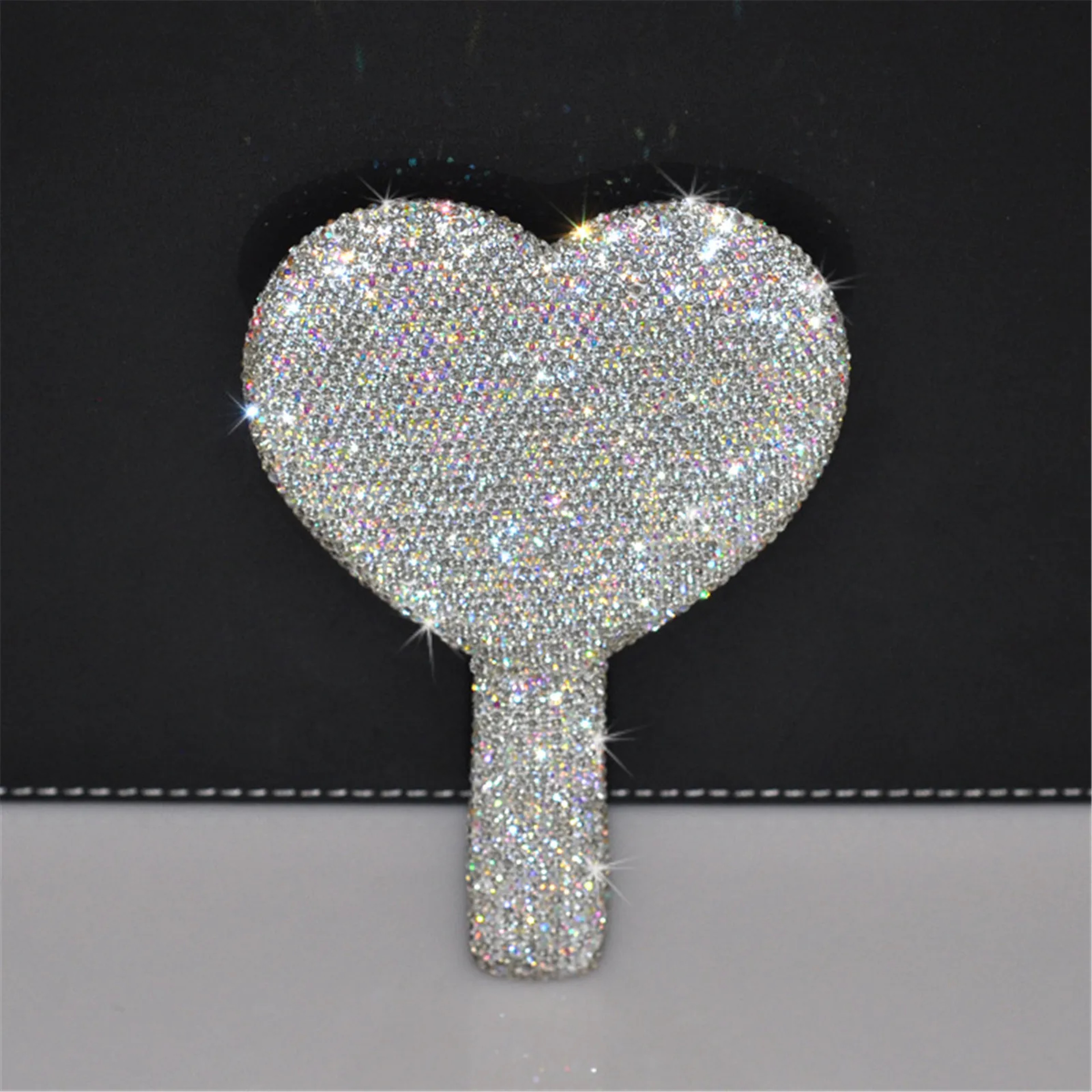 Diamond Handheld Makeup Mirror Heart Shaped Vanity Mirror with Comfortable Handle for Makeup & Beauty – view 8