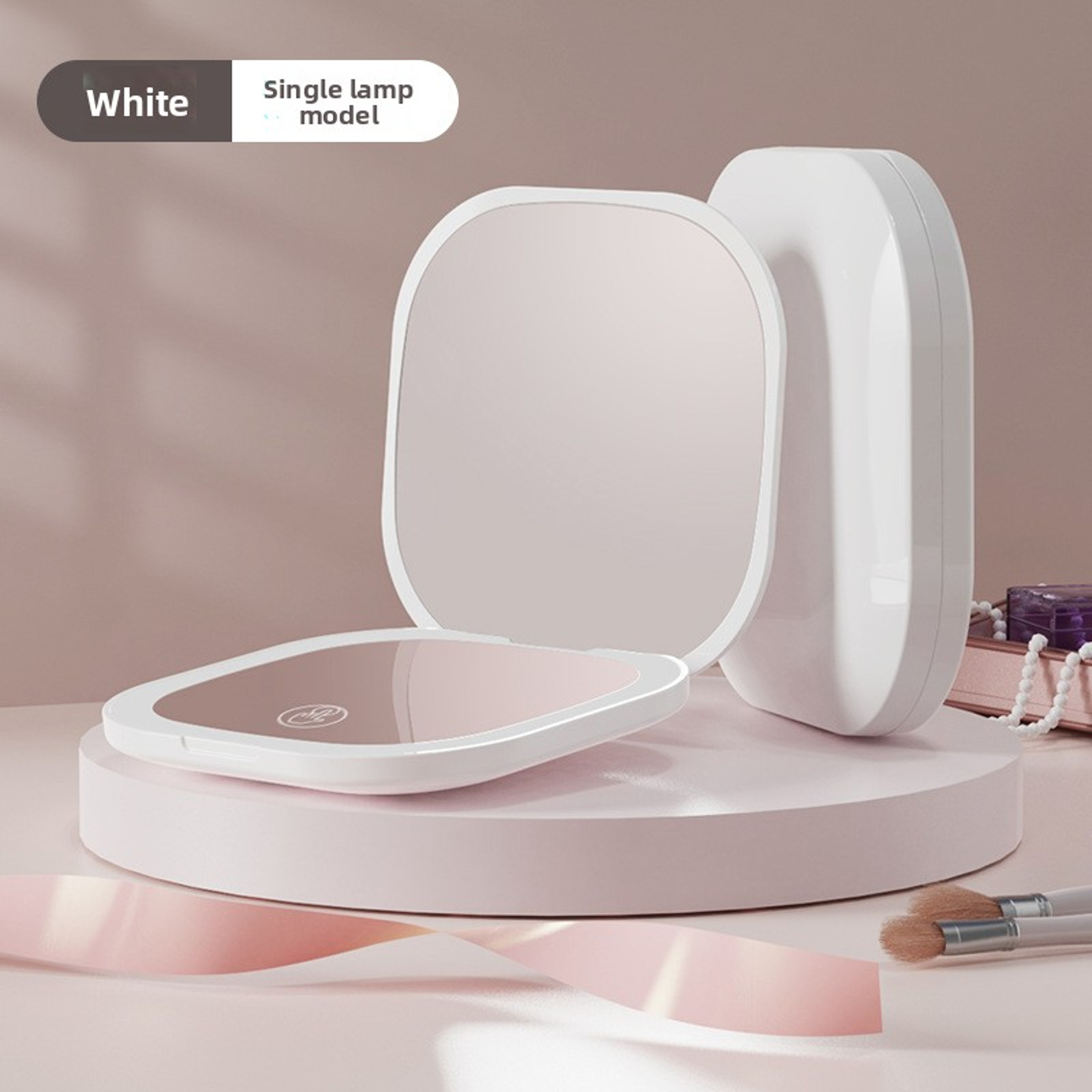 Portable LED Makeup Mirror with Light Double Sided Folding Travel Compact Mirror – view 9
