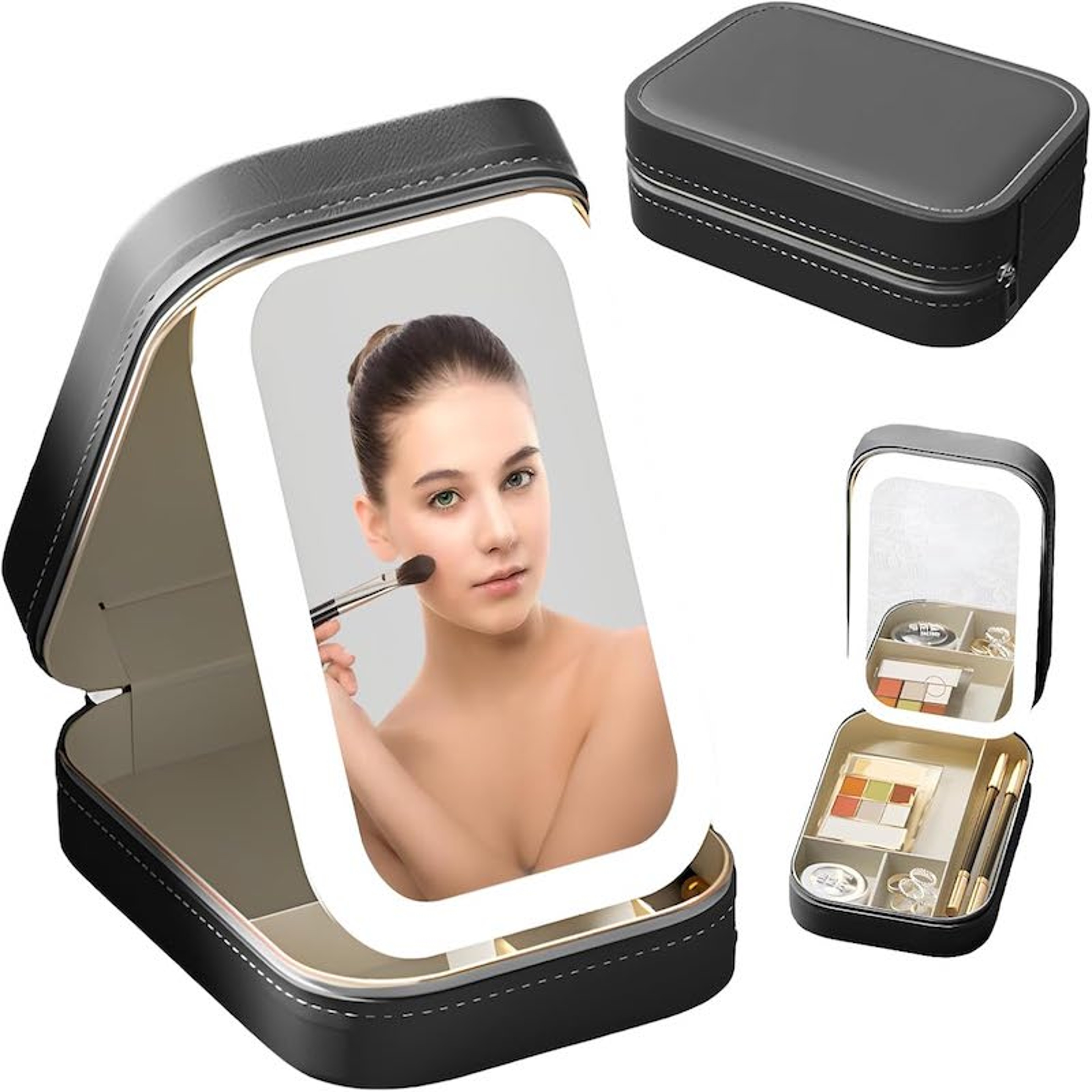 Portable Travel Makeup Bag with LED Makeup Mirror & Adjustable Light Cosmetic Organizer – view 9