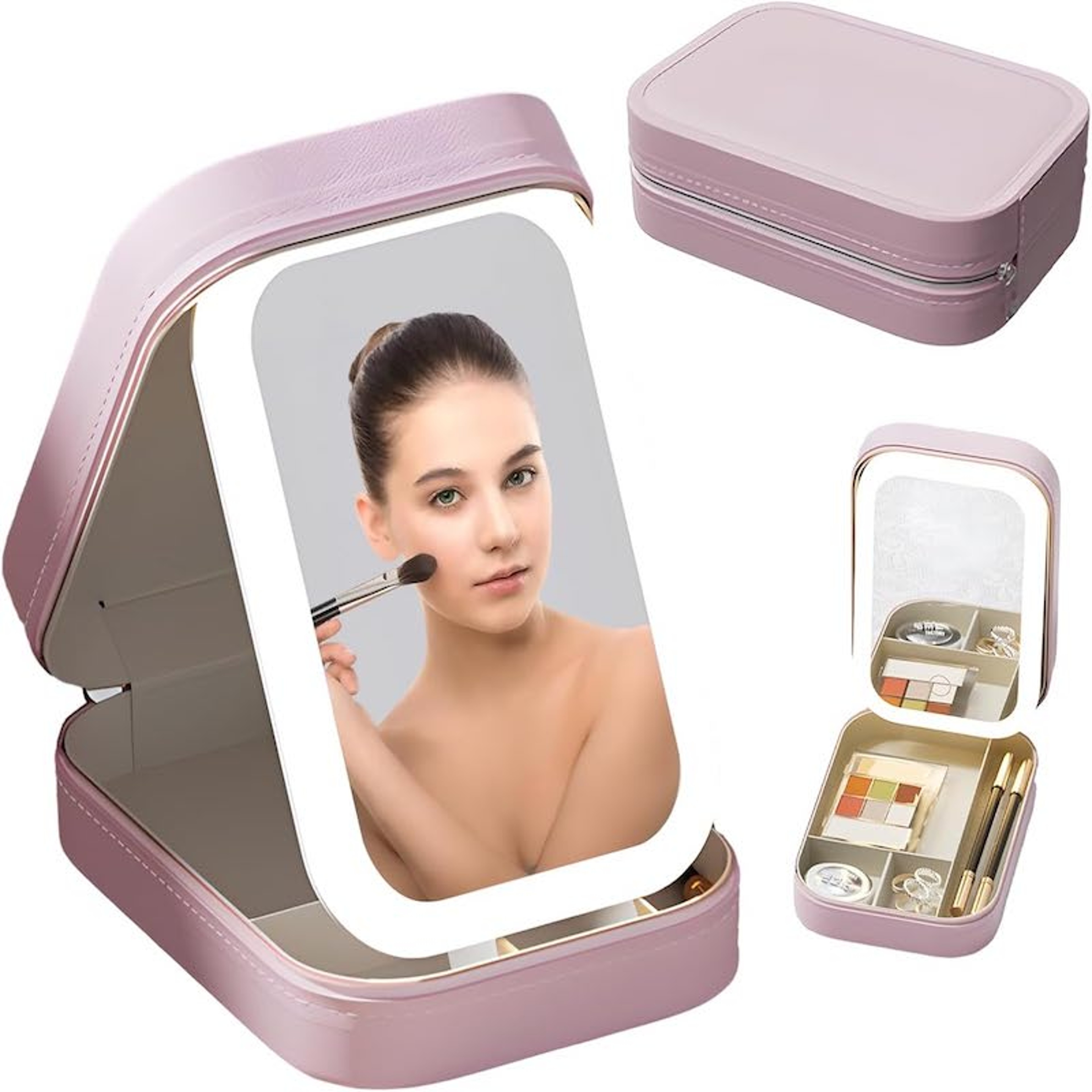 Portable Travel Makeup Bag with LED Makeup Mirror & Adjustable Light Cosmetic Organizer – view 10