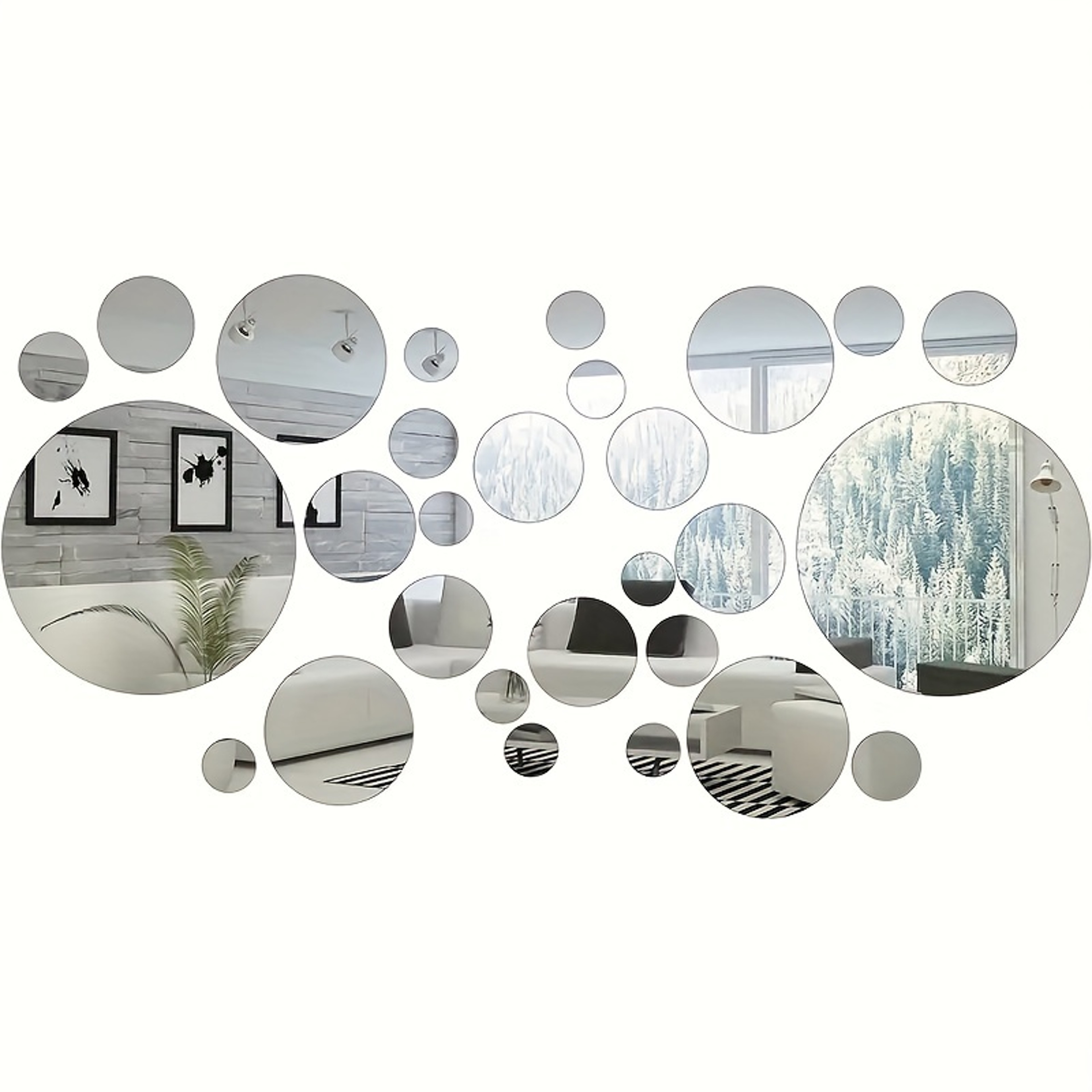 Piece Acrylic Mirror Wall Stickers Round DIY Self Adhesive Mirror Decor for Bedroom Bathroom – view 1