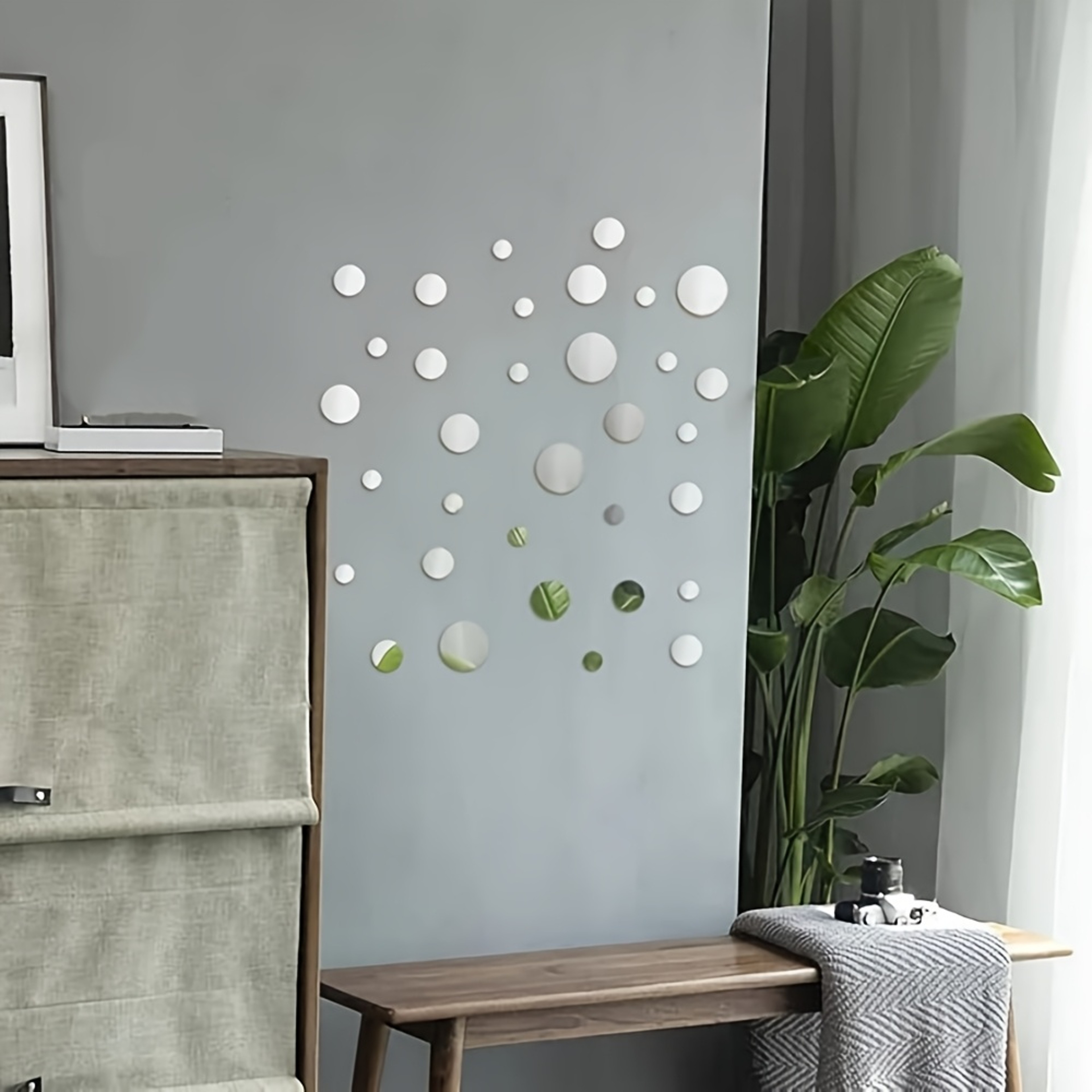 Piece Acrylic Mirror Wall Stickers Round DIY Self Adhesive Mirror Decor for Bedroom Bathroom – view 6