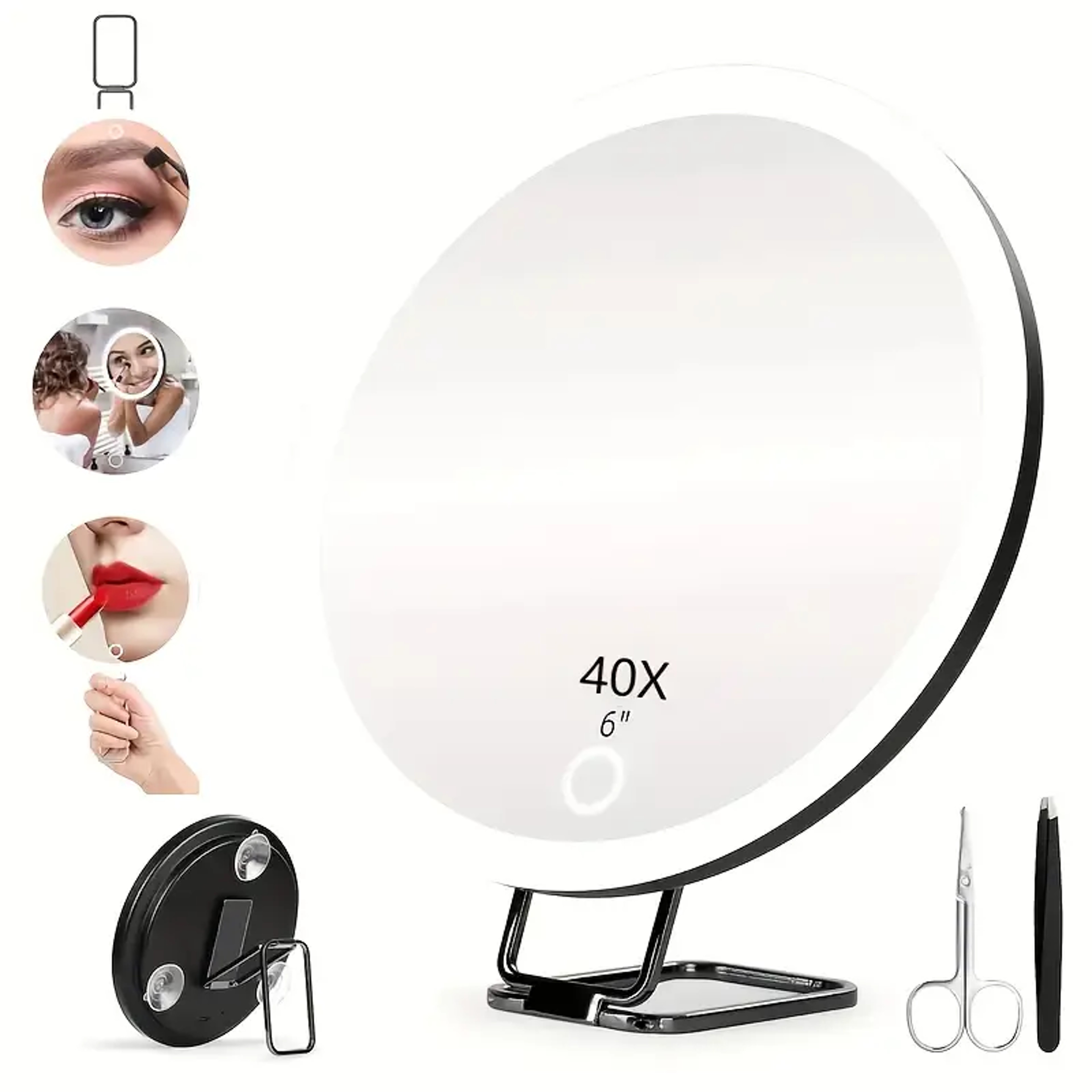 Magnifying Mirror with Light, Adjustable LED Vanity Mirror with Stand & Suction Cups – view 6