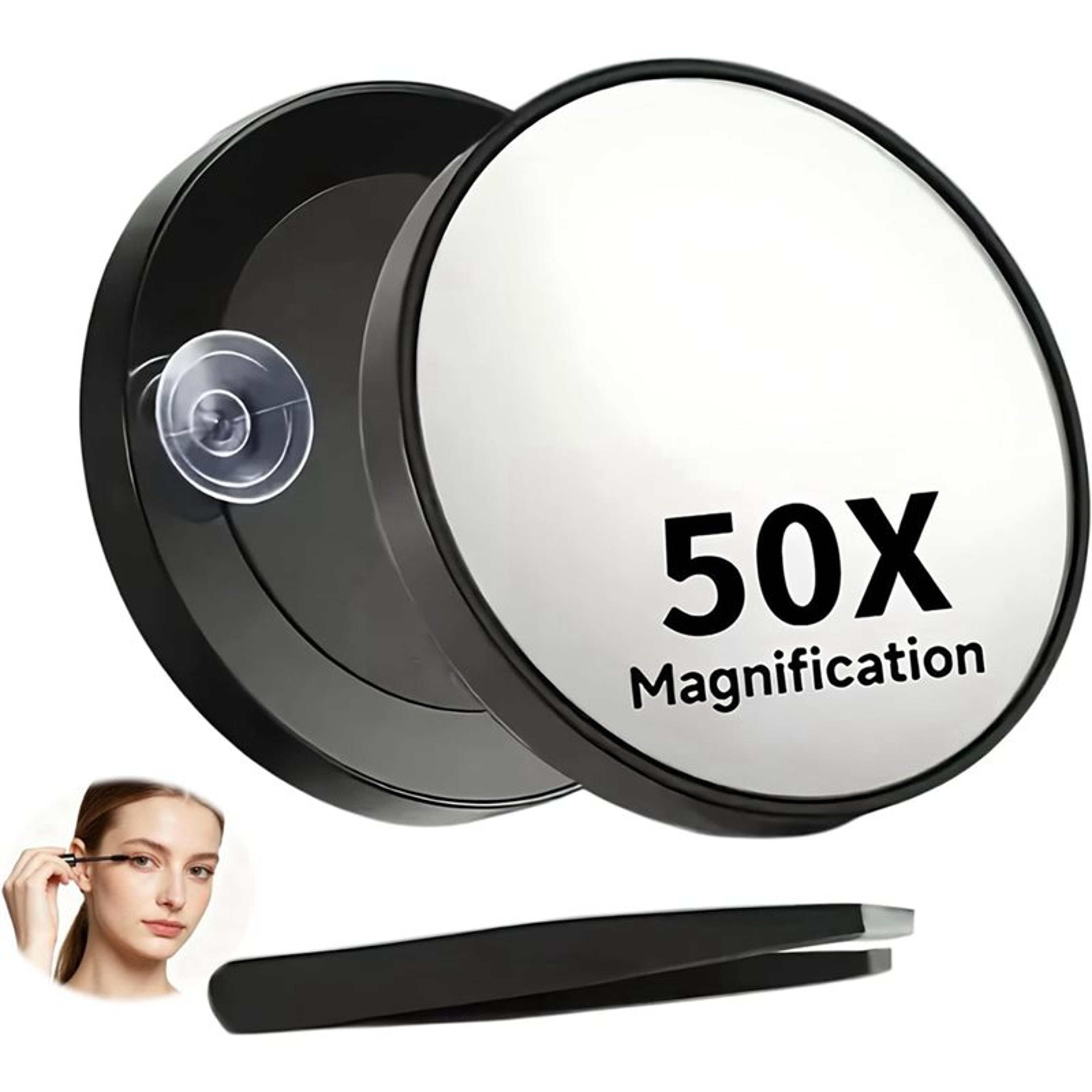 Magnifying Makeup Mirror with Suction Cup & Precision Tweezers Travel Set – view 4