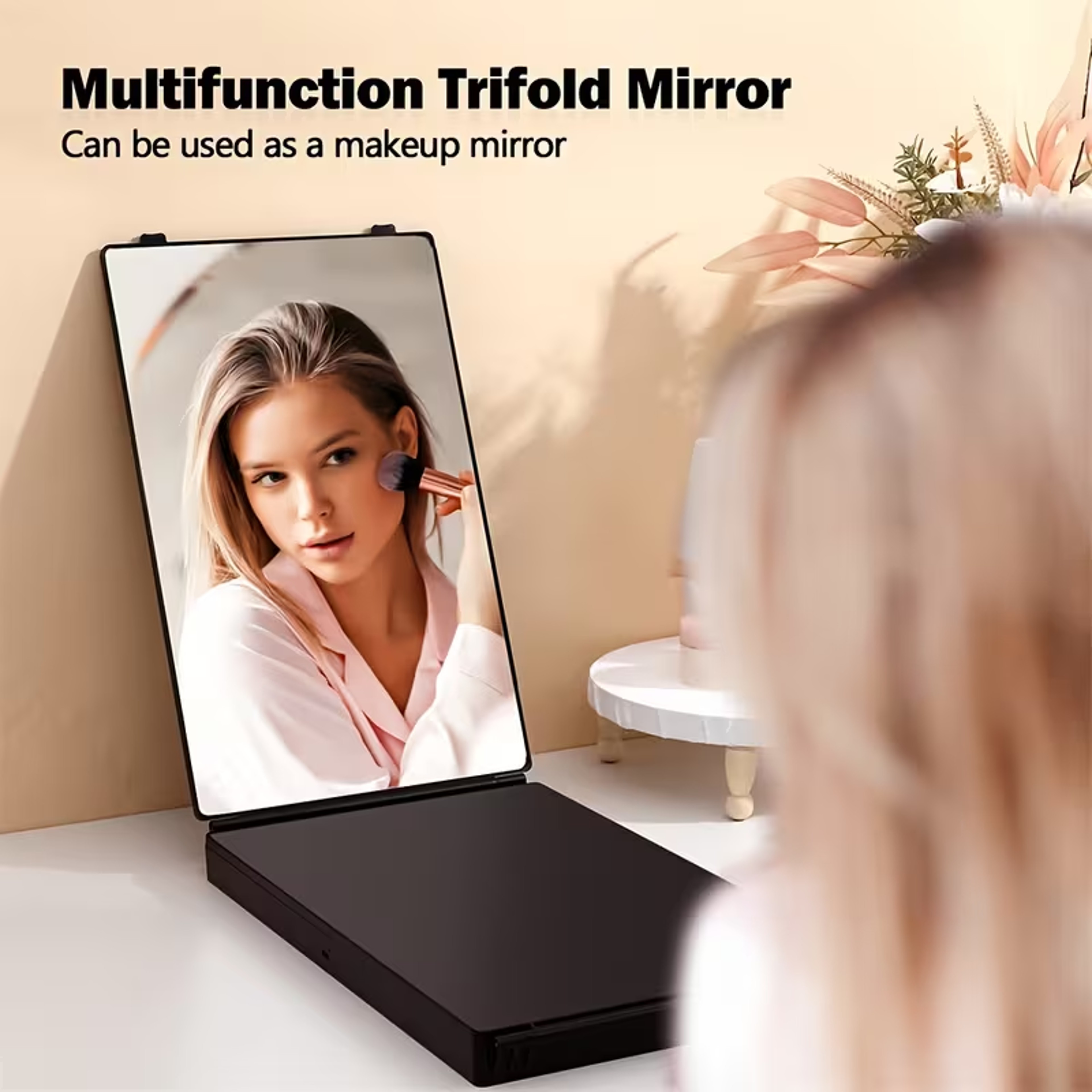 360 View 3 Way Mirror Adjustable Self Haircut Mirror Trifold Barber Mirror with Telescoping Hooks – view 3