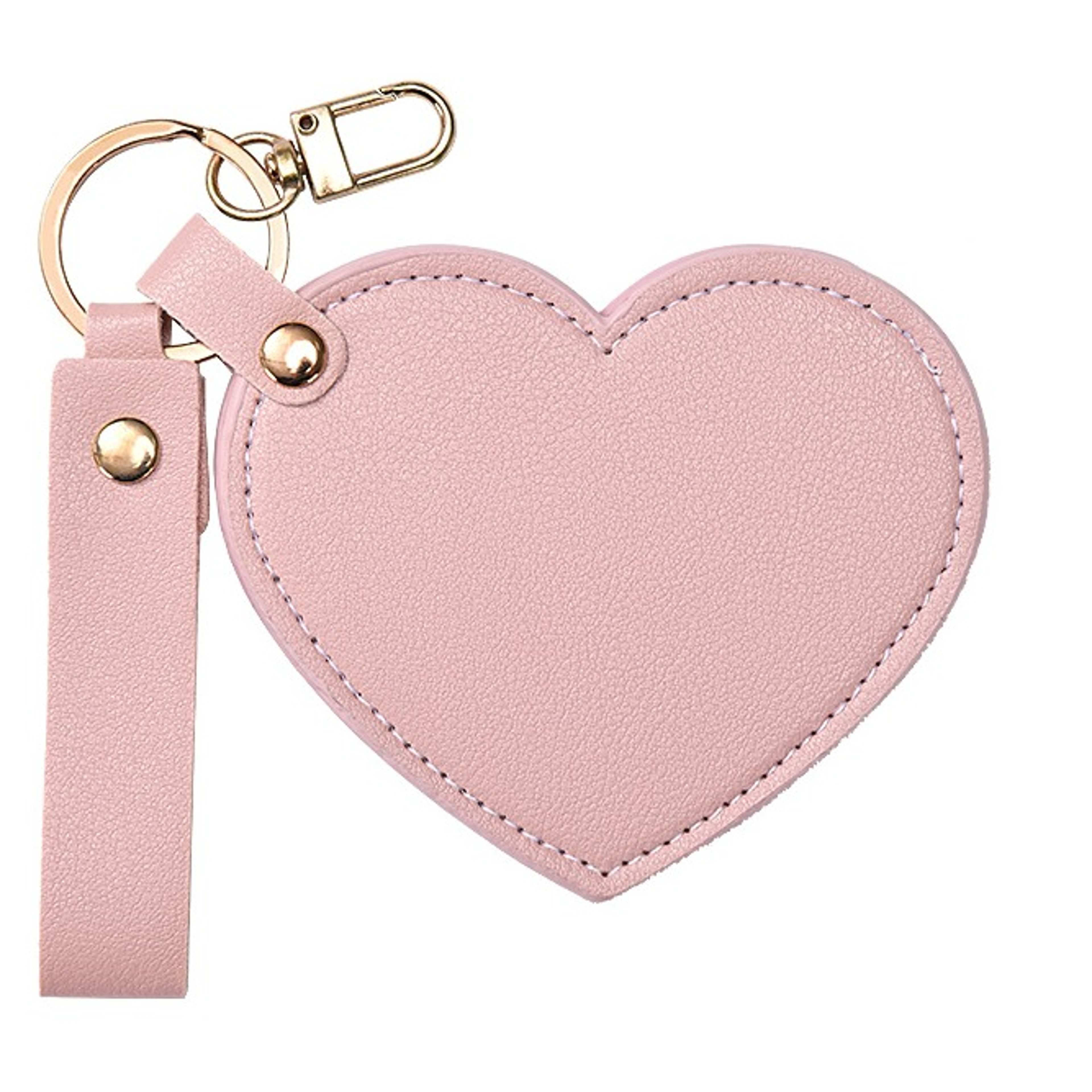 Heart Compact Mirror Keychain Portable Travel Makeup Mirror with PU Leather Case for Purse  Giftsjpg