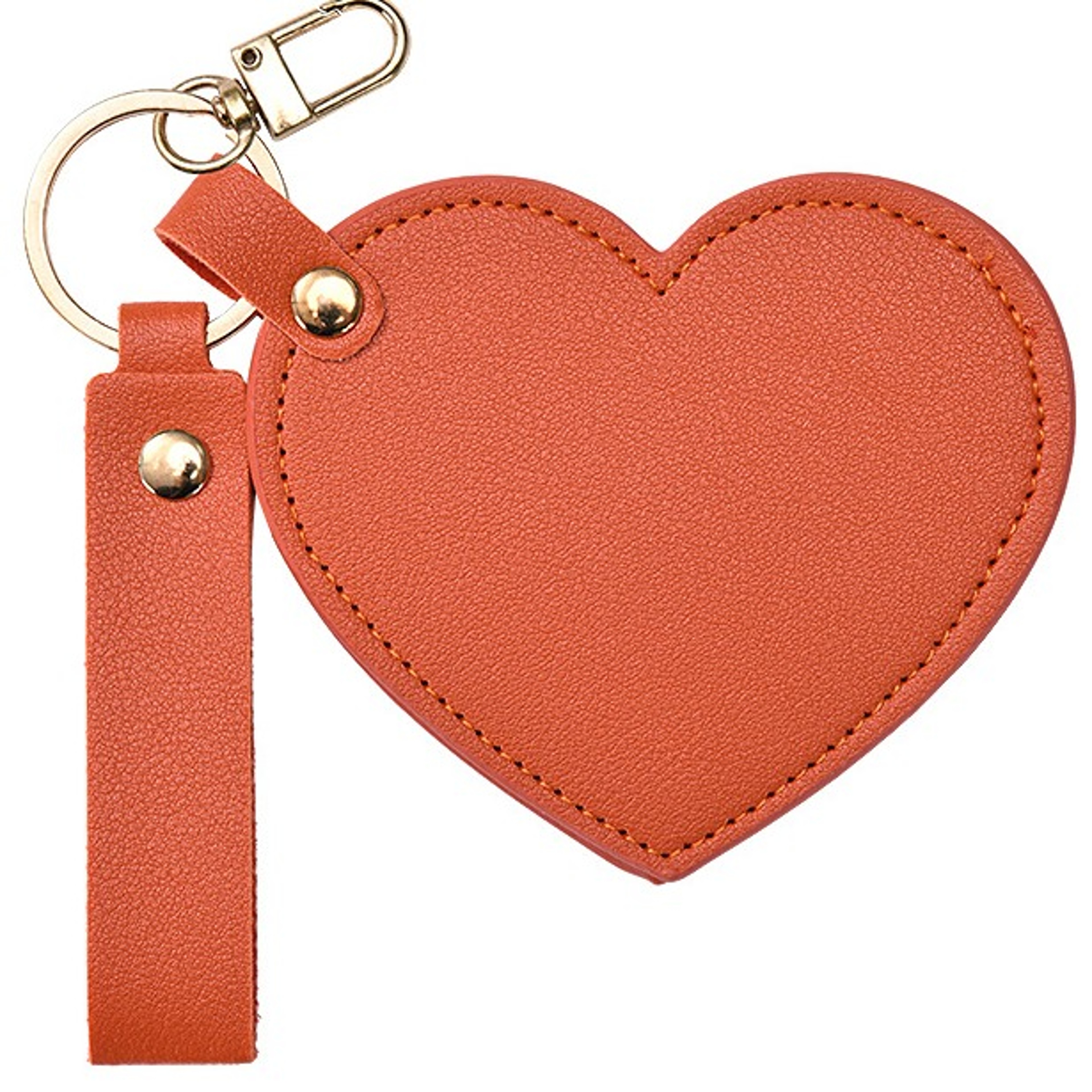 Heart Compact Mirror Keychain Portable Travel Makeup Mirror with PU Leather Case for Purse  Giftsjpg