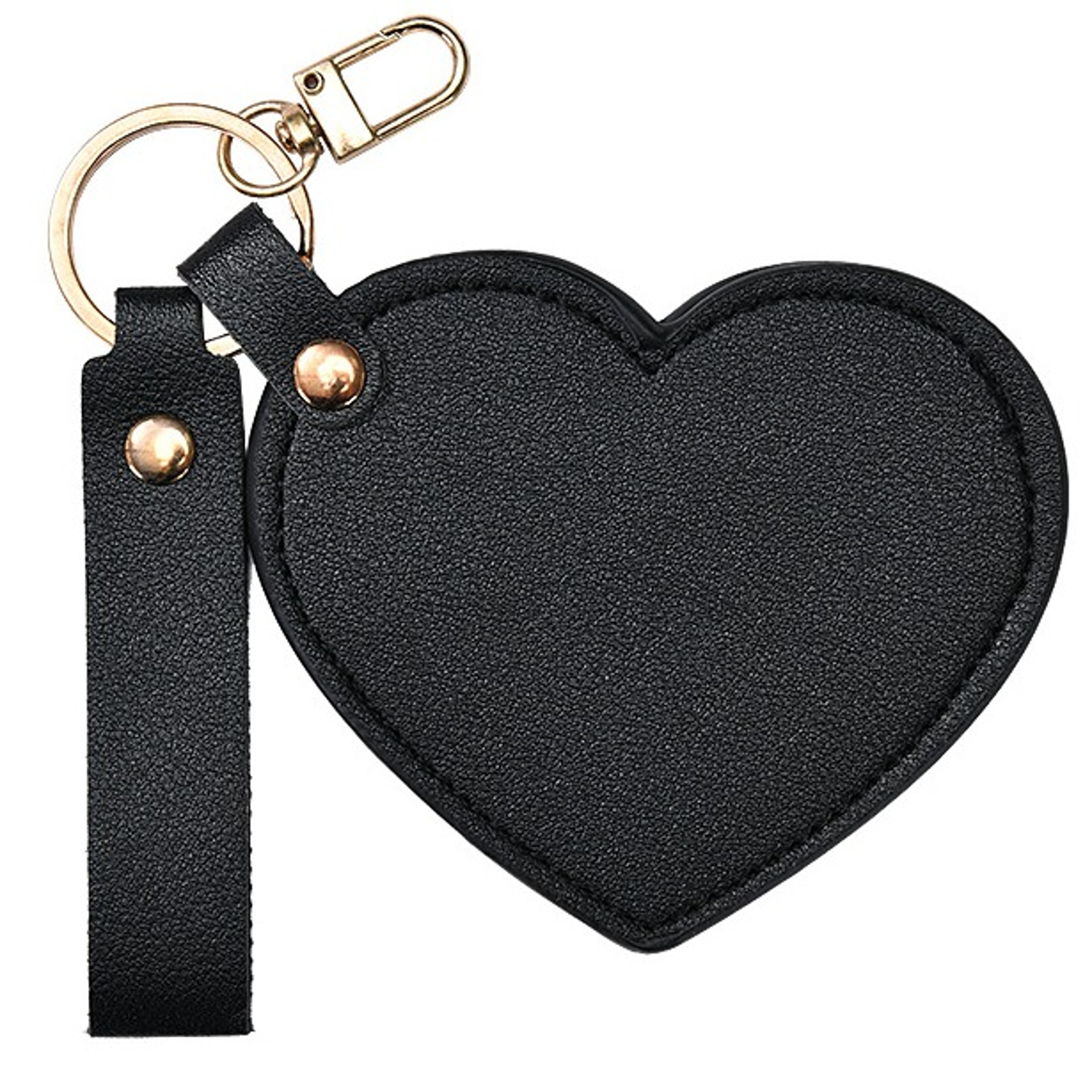 Heart Compact Mirror Keychain Portable Travel Makeup Mirror with PU Leather Case for Purse  Giftsjpg