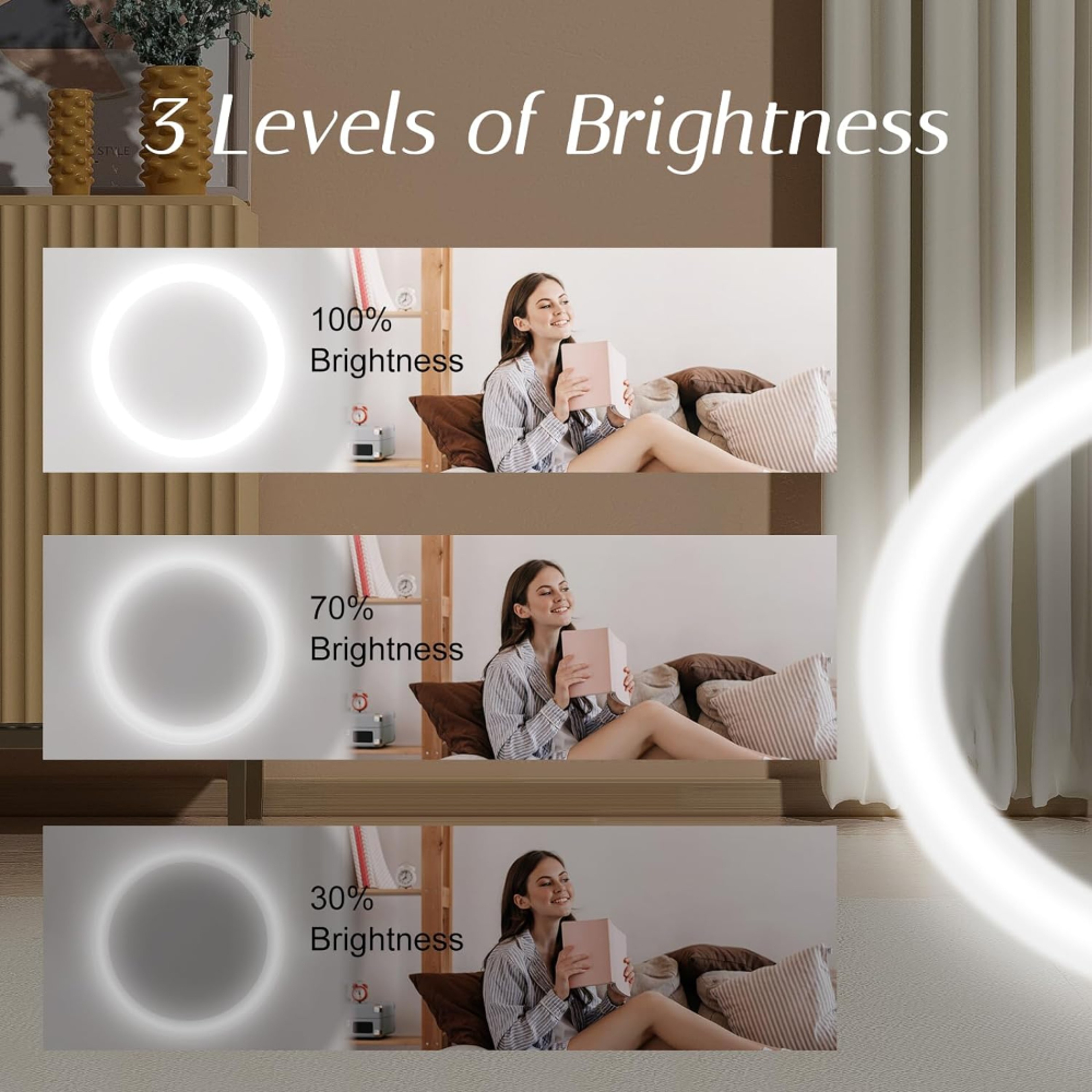 LED Compact Mirror With Light USB Rechargeable 1X And 3X Magnifying Travel Pocket Mirror 3