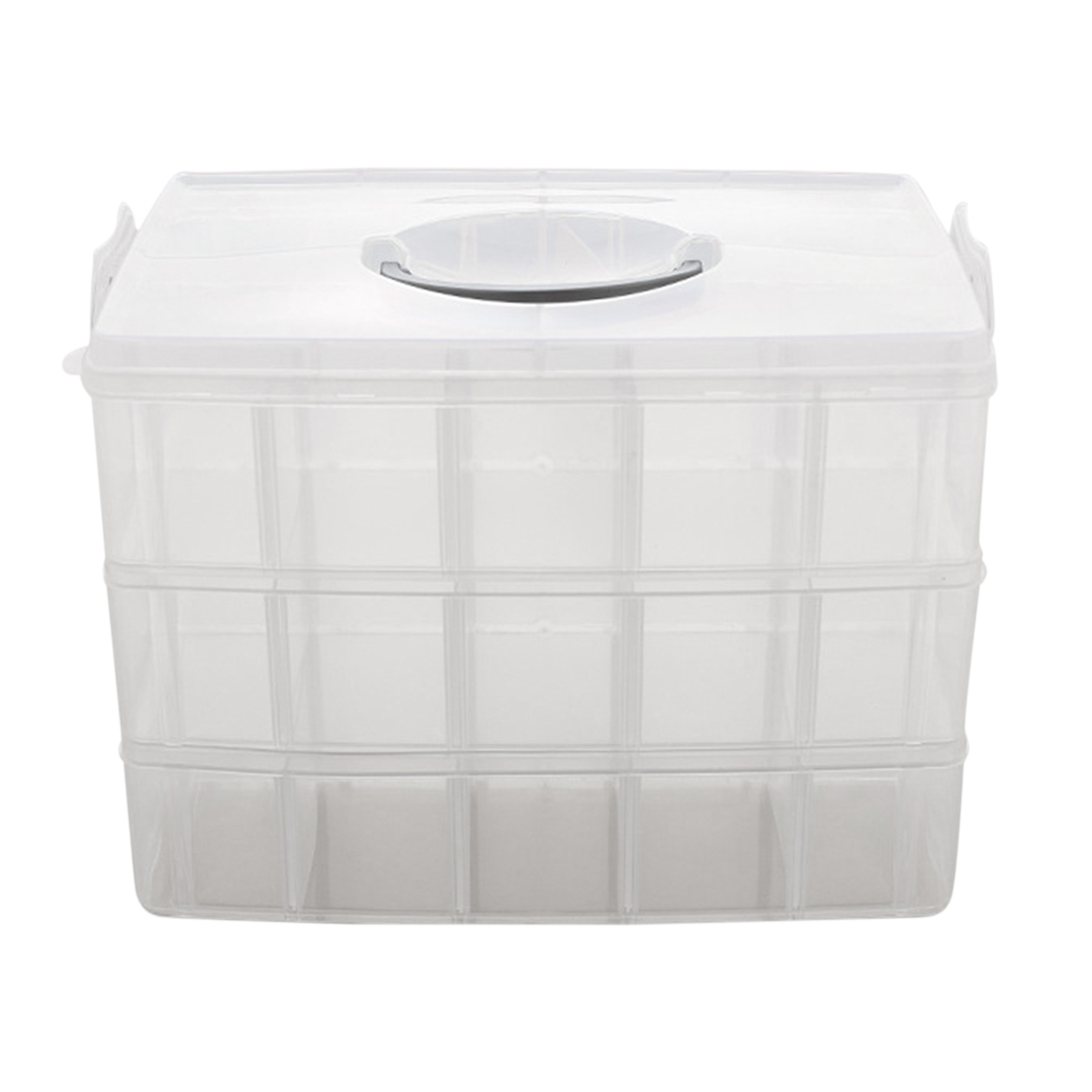 3 Tier Craft Storage Organizer With 30 Adjustable Grids And Portable Handle 0