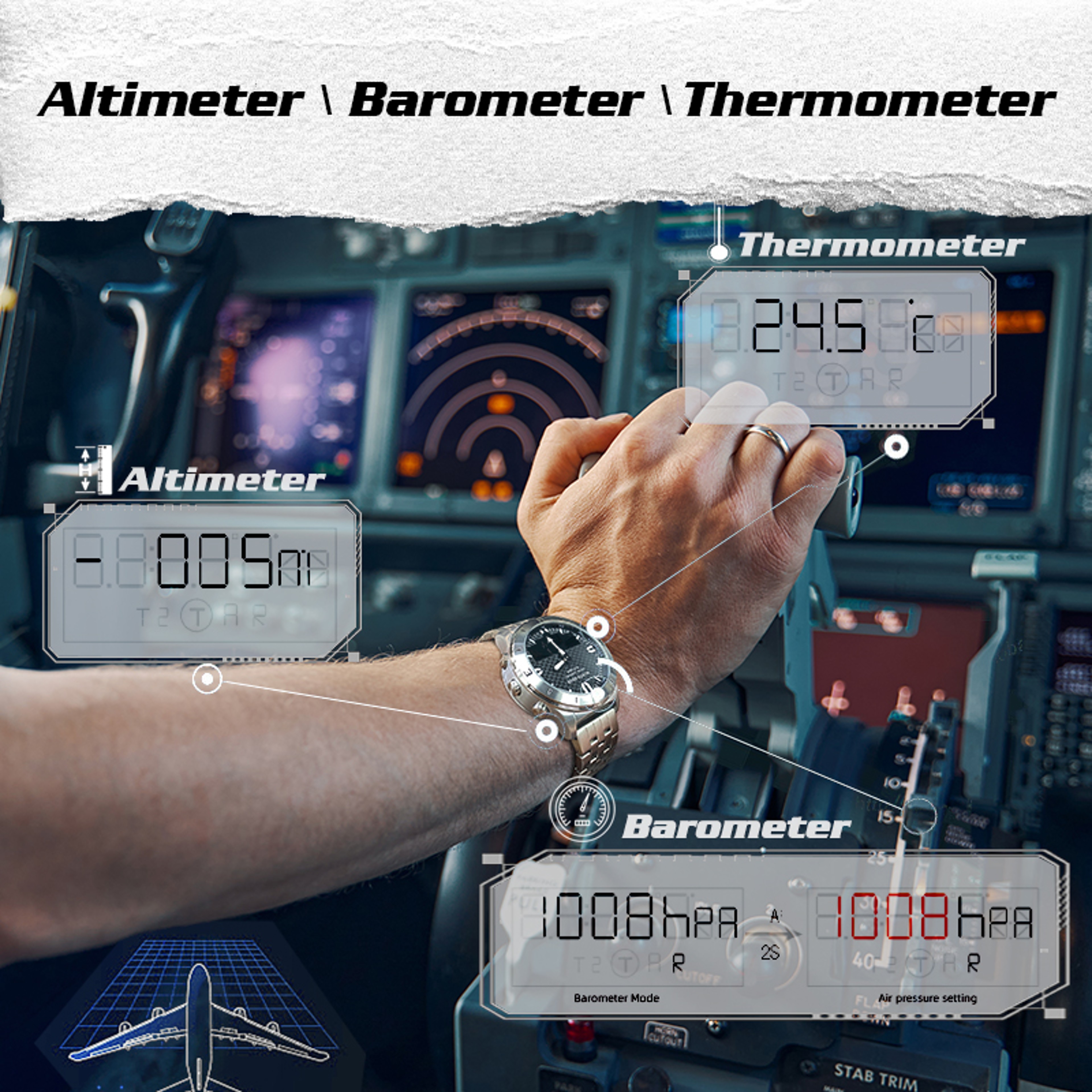 Mens Outdoor Digital Sports Watch With Compass Altimeter Barometer And 50M Water Resistance 3