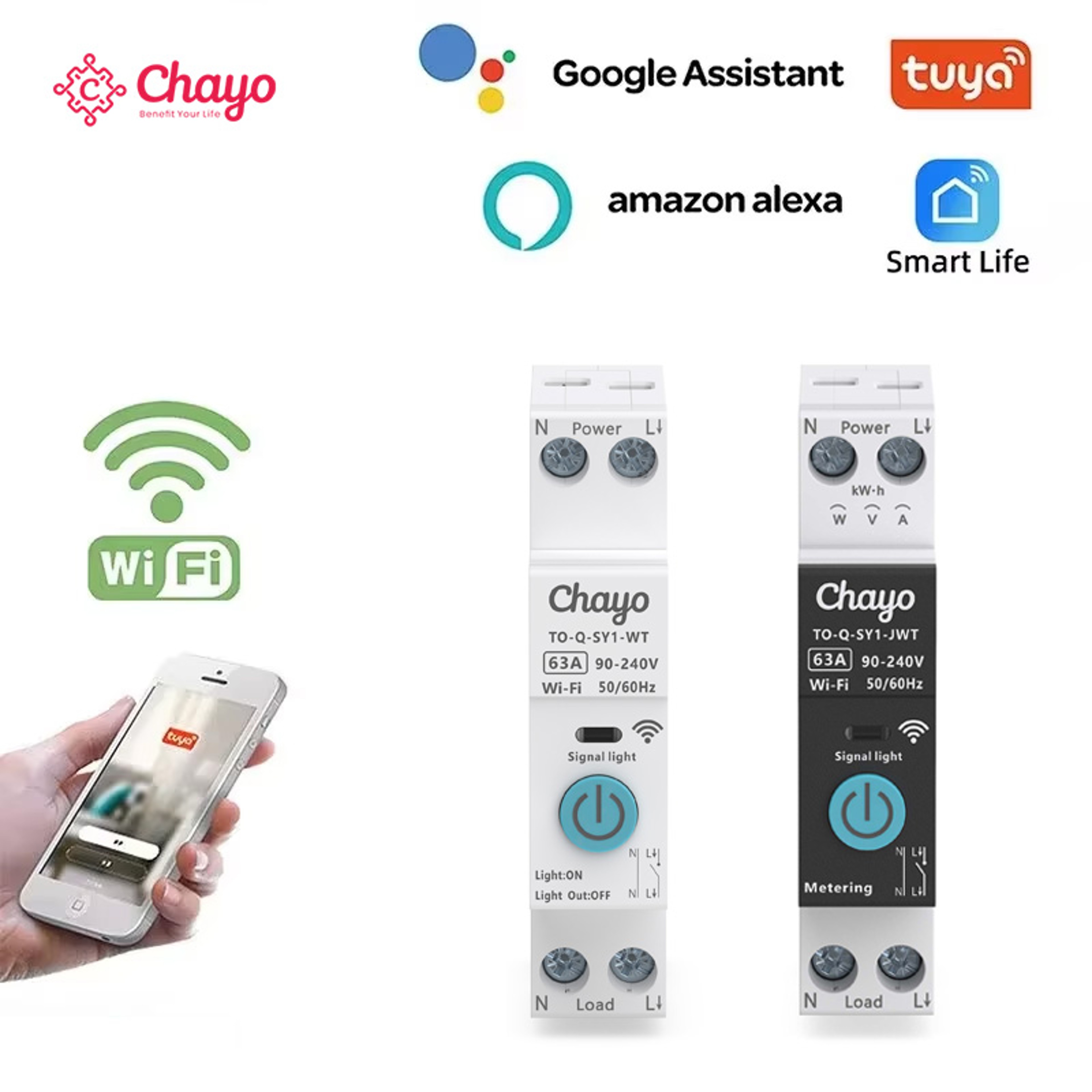 Smart WiFi Circuit Breaker 63A With Power Metering Remote Control And DIN Rail Mount 1