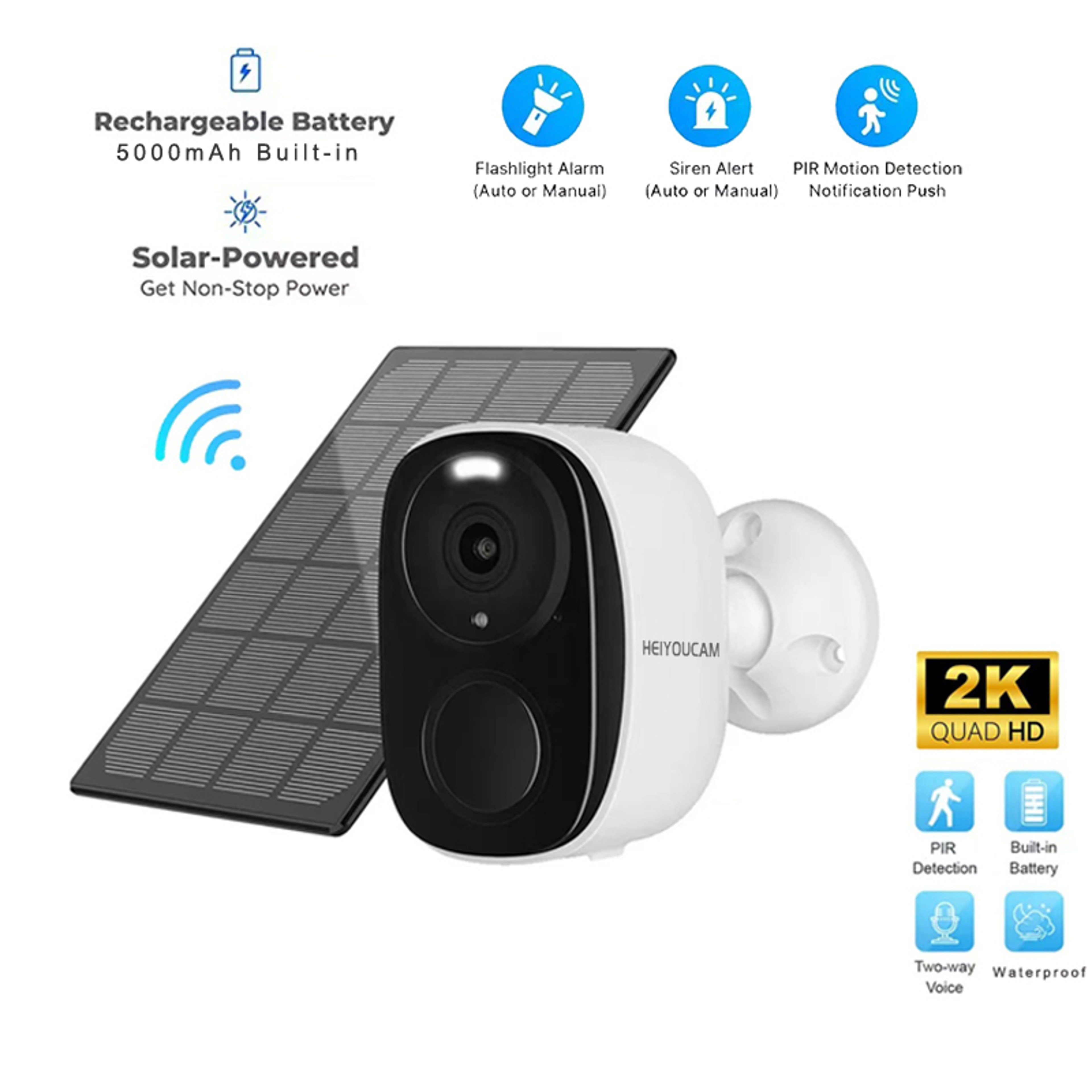 2K 3MP Wireless Outdoor Security Camera With Color Night Vision And Siren 8
