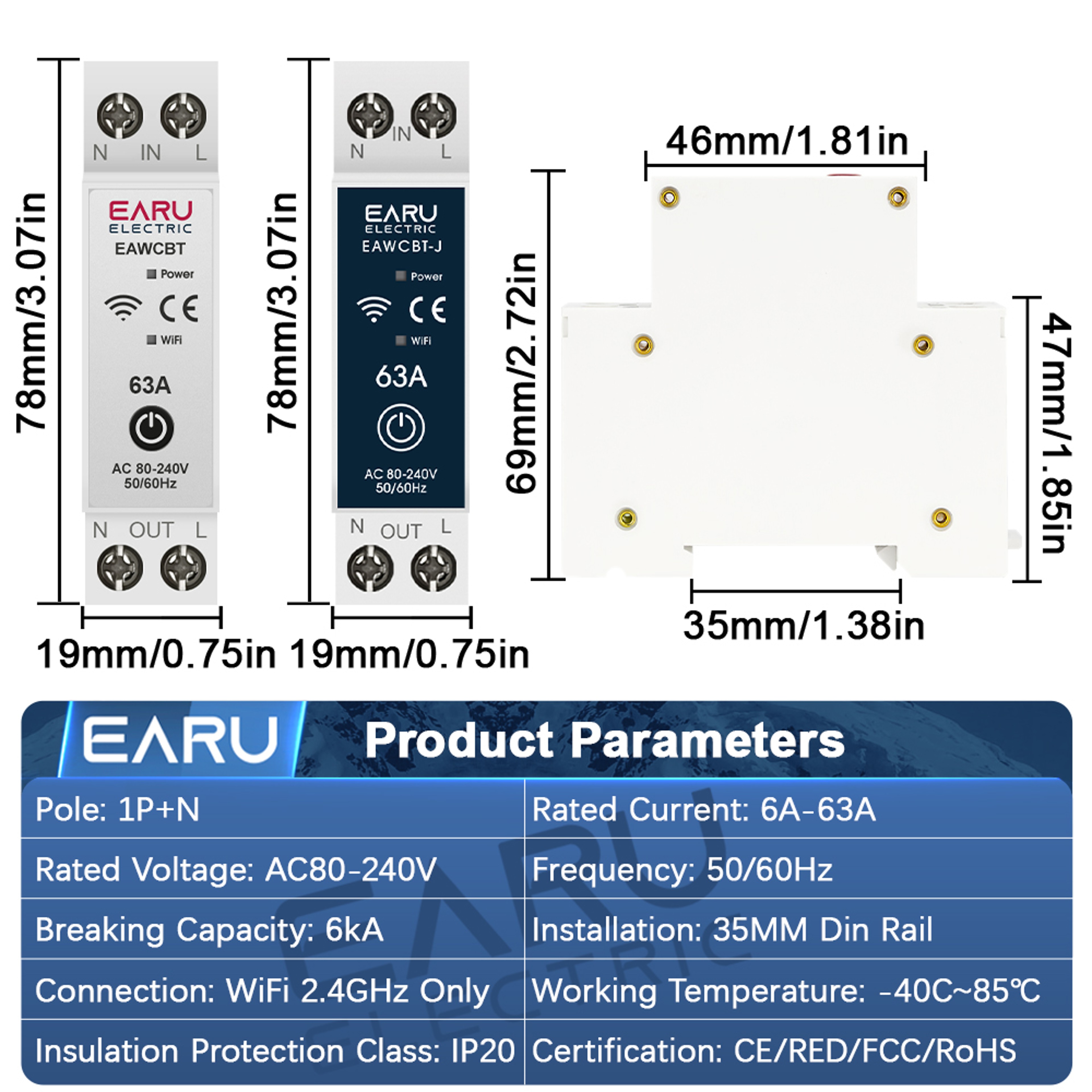WiFi Smart Circuit Breaker With Energy Monitoring Remote Control And Voltage Protection 2