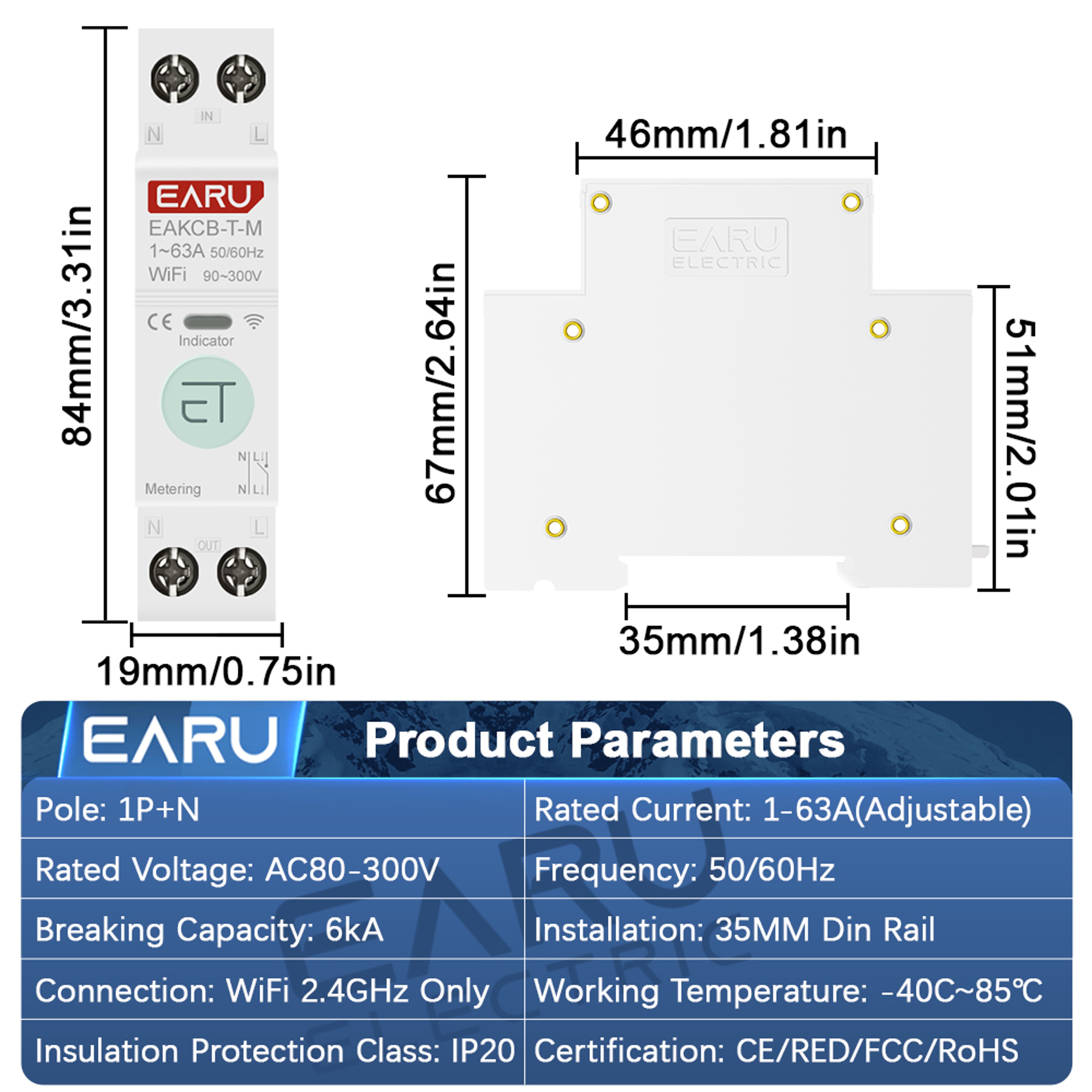 WiFi Smart Circuit Breaker With Energy Monitoring Remote Control And Voltage Protection 3