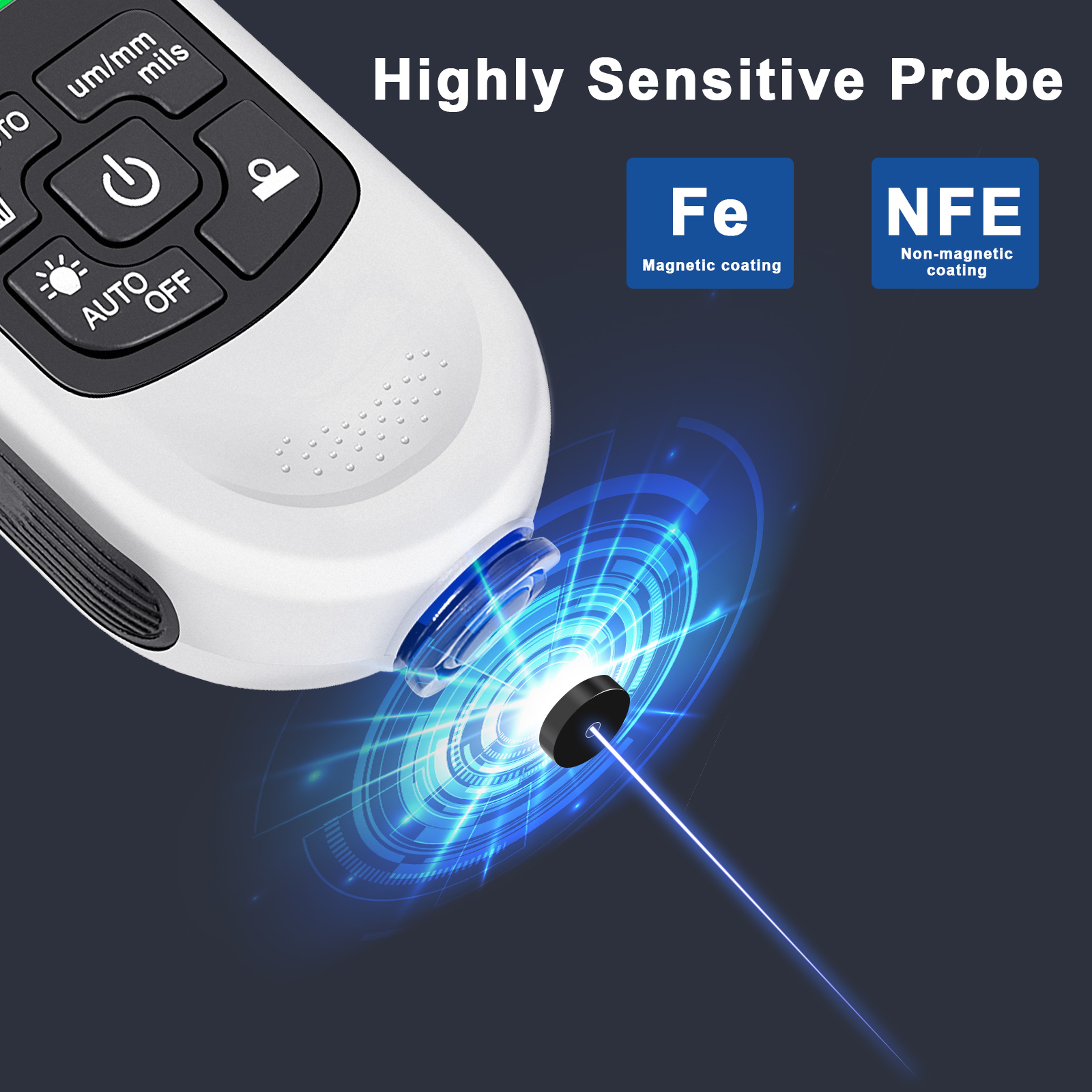 Car Paint Thickness Gauge Fe NFe Digital Coating Thickness Gauge 0 To 2000 Microns 3