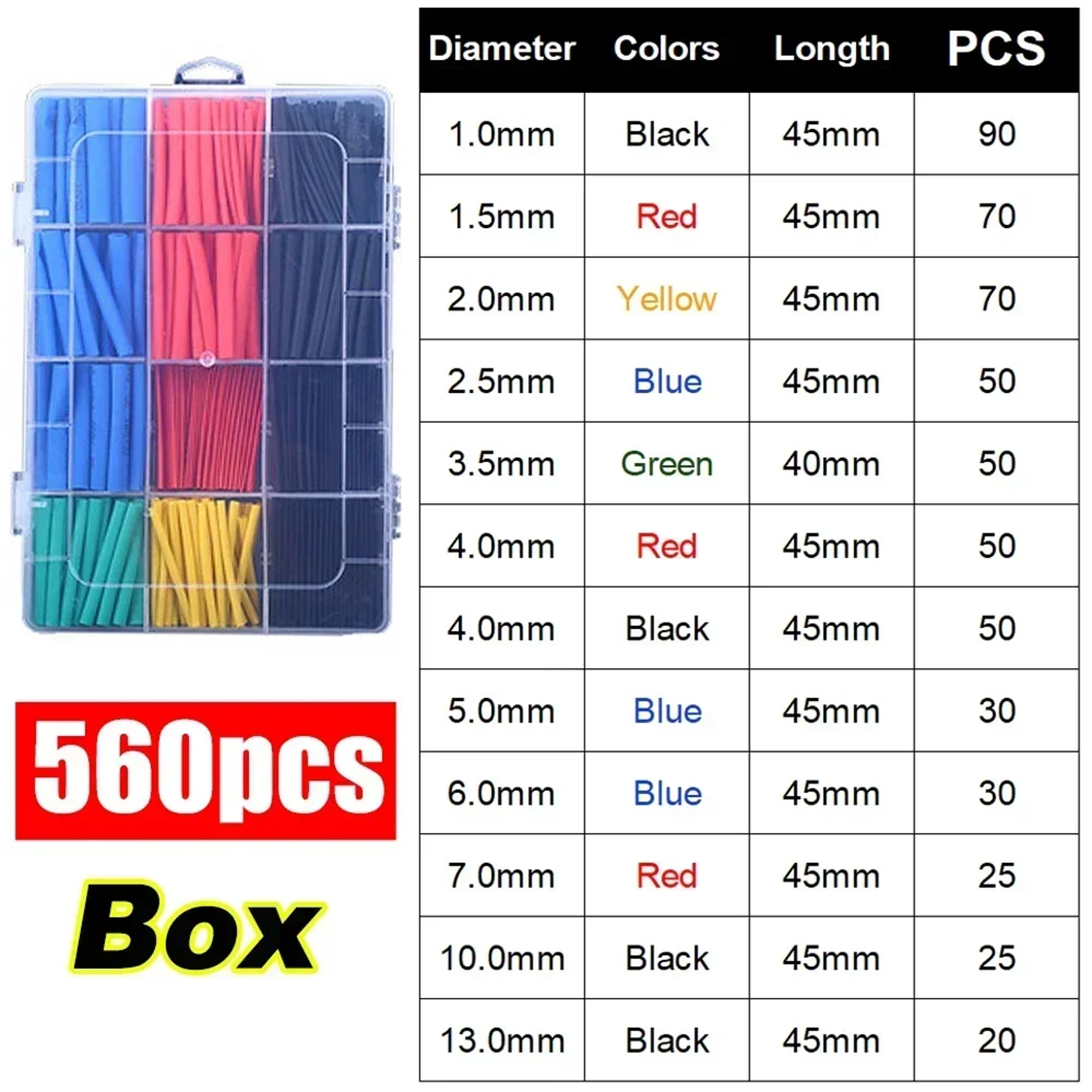 Heat Shrink Tubing Kit 21 Flame Retardant Wire Insulation And Cable Protection Sleeves 10