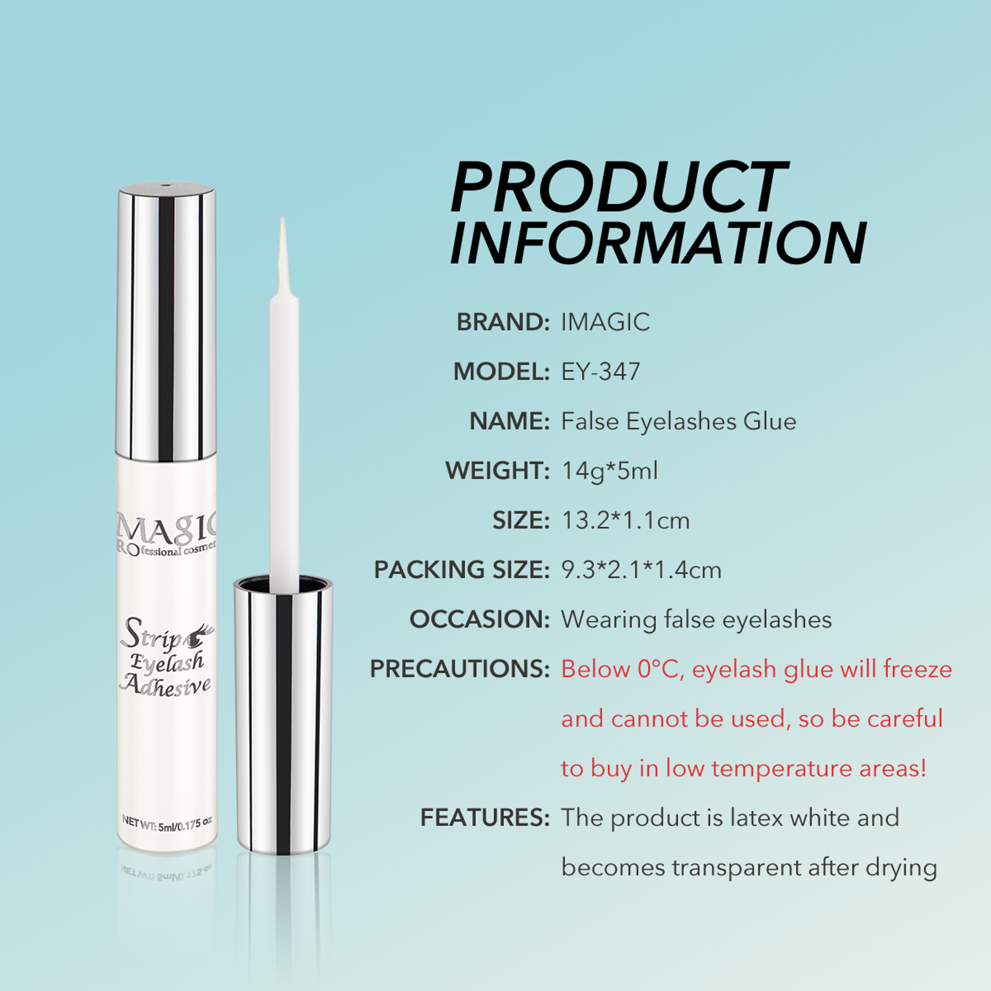 Waterproof Eyelash Glue Fast Dry Clear Strong Hold Lash Adhesive 6