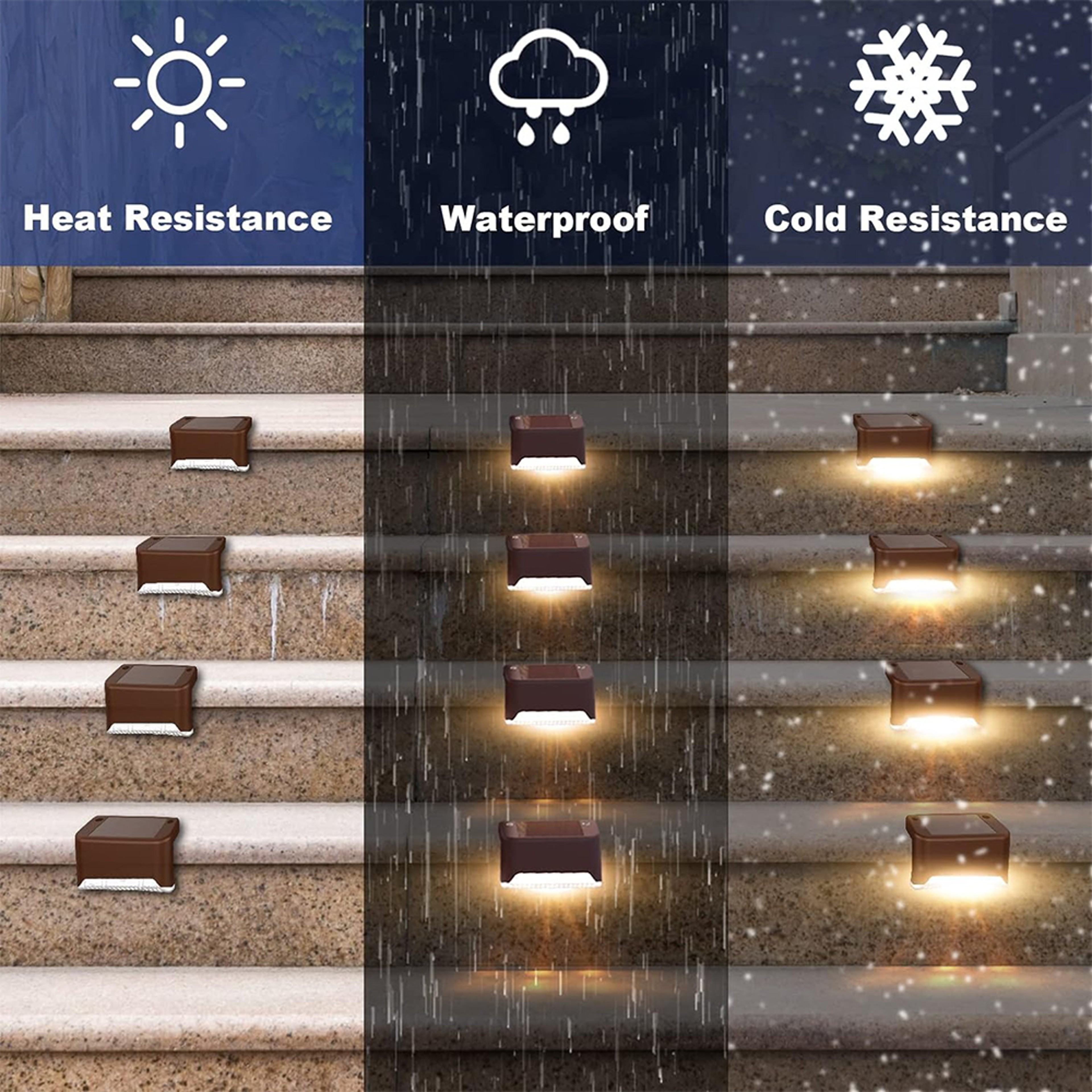 Warm White Solar Step Lights Waterproof LED Outdoor Stair And Garden Lights 4