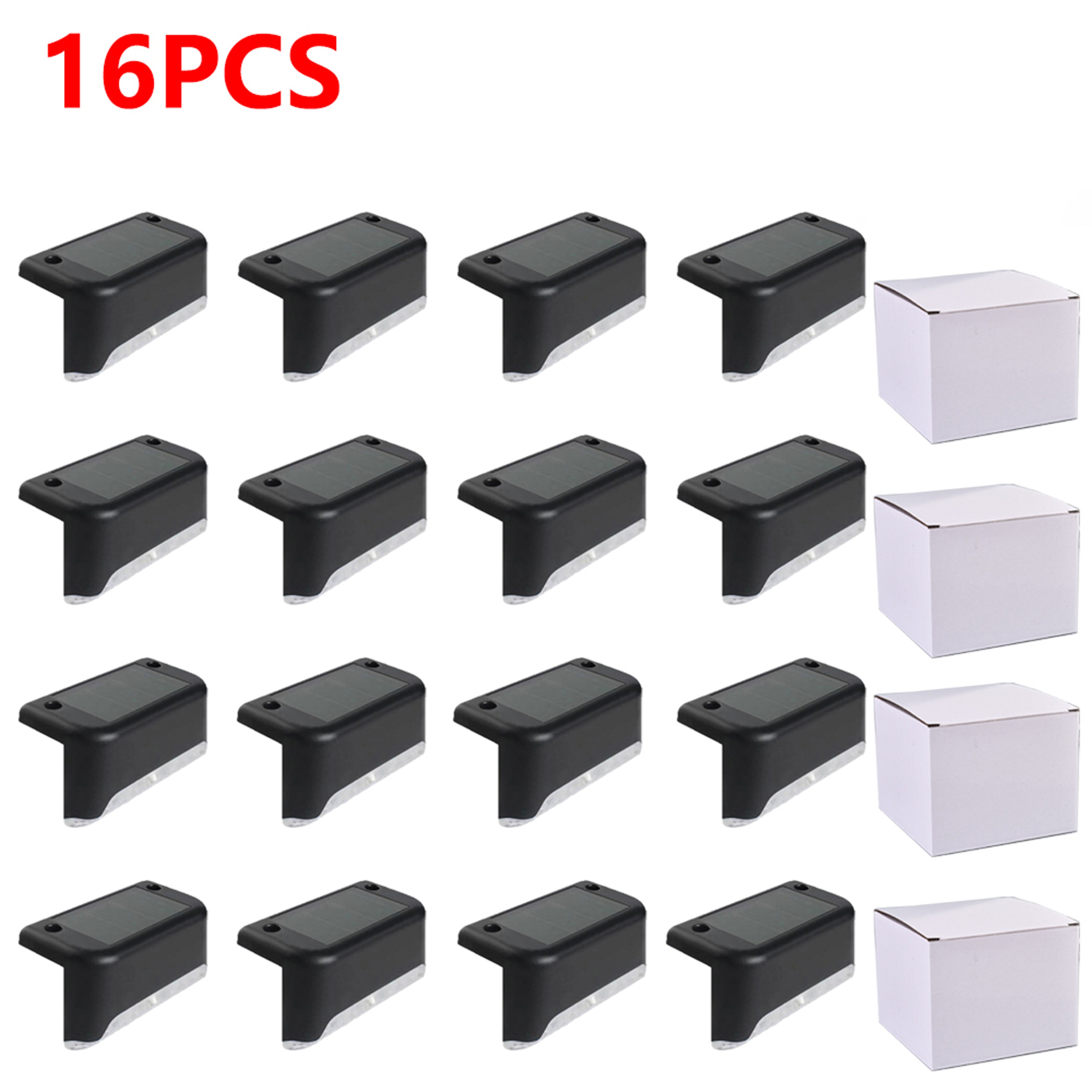 Warm White Solar Step Lights Waterproof LED Outdoor Stair And Garden Lights 15